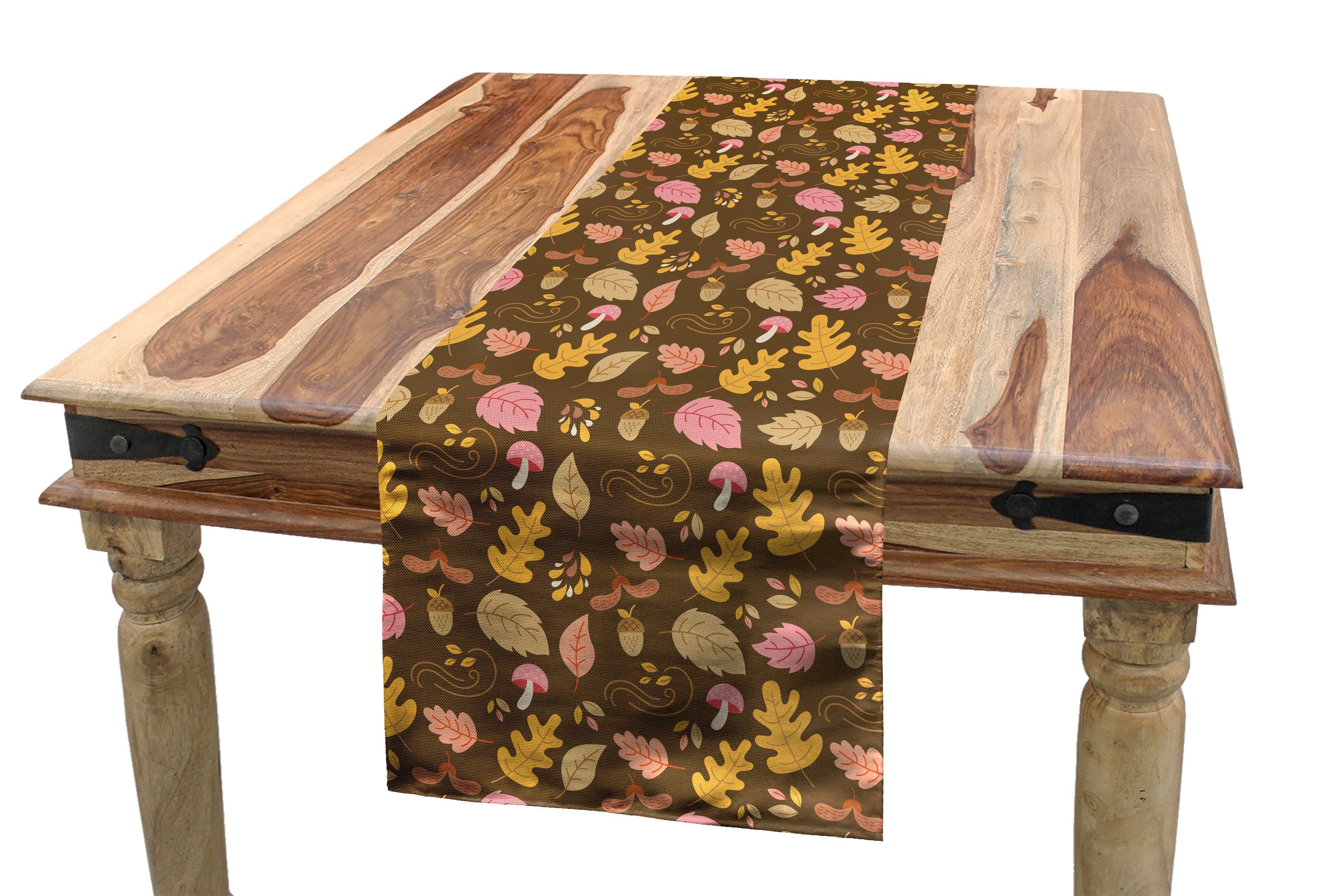 Abakuhaus Tischläufer Esszimmer Küche Rechteckiger Dekorativer Tischläufer, Herbst Umfallen Oak Acorn Maple