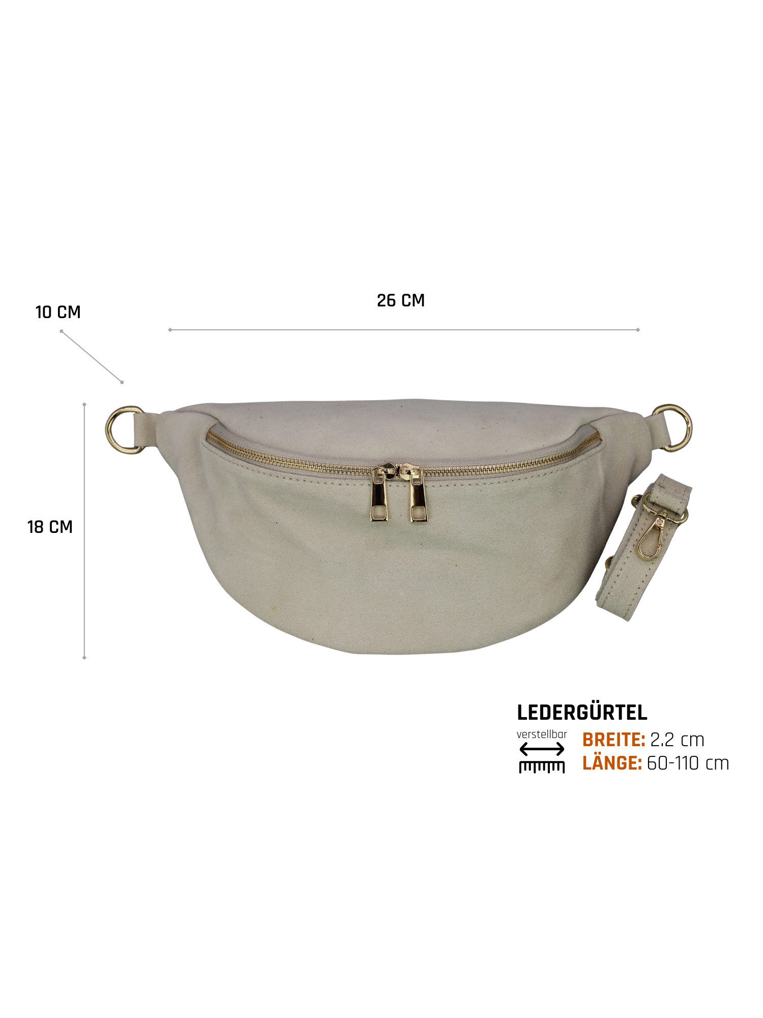 Adel Bags Gürteltasche Gürteltasche aus Wildleder – 3-in-1 mit Reißverschlussfach, in 6 modischen Farben erhältlich