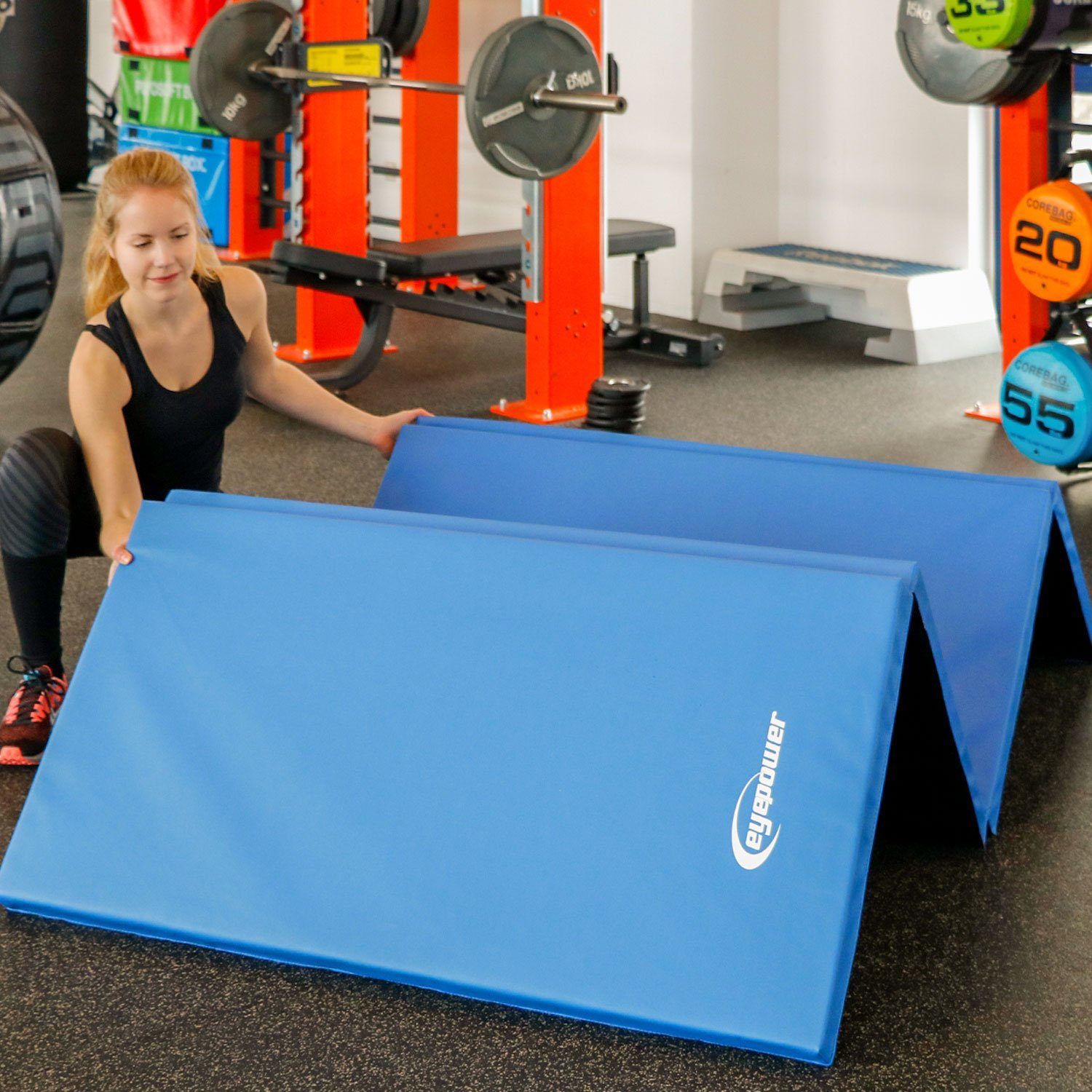 Weichbodenmatte 220 x 110 x 5 cm - XL Turnmatte für Zuhause - Faltbare Gymnastikmatte