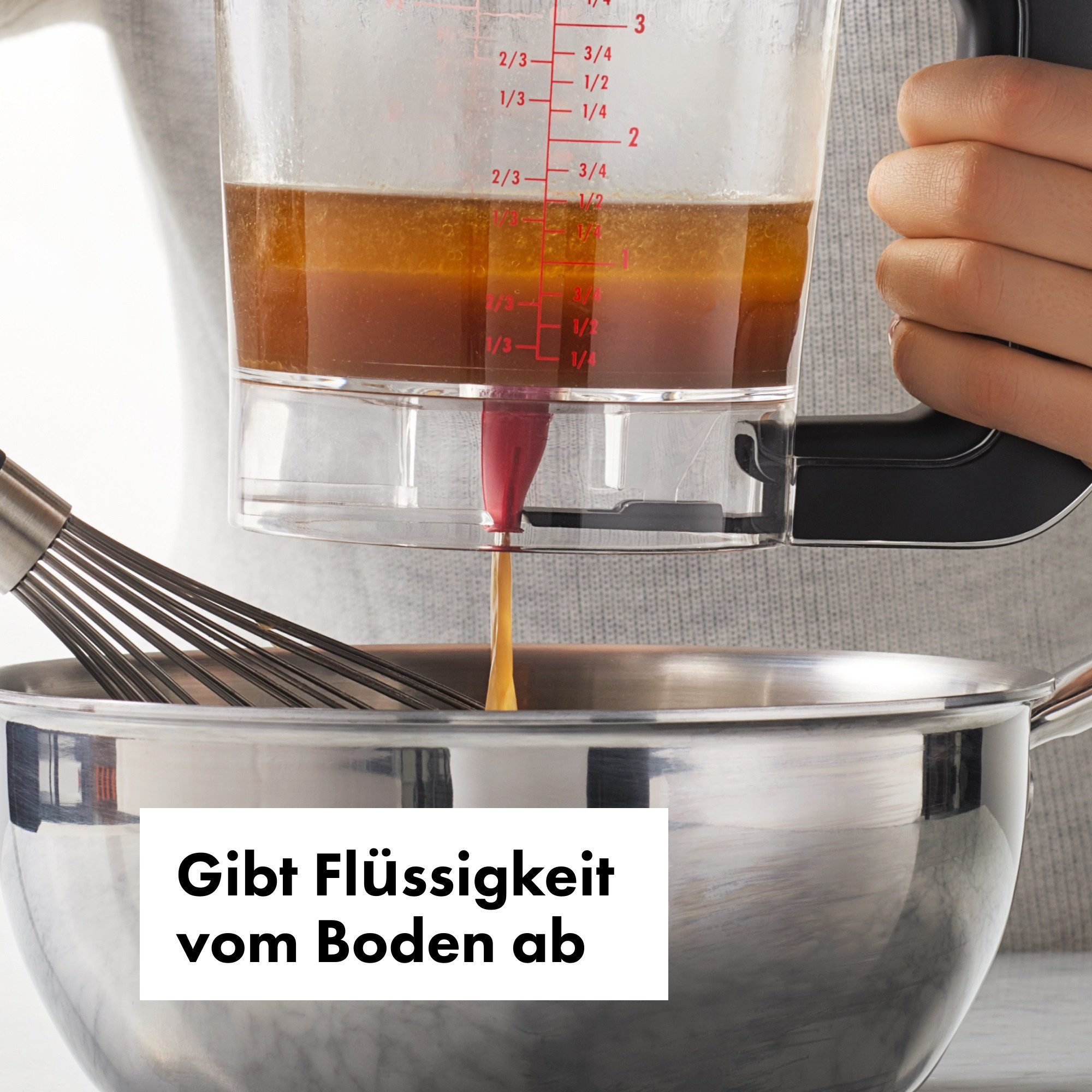 OXO Good Grips Fetttrennkanne OXO Good Gravy Fat Separator, Kunststoff, Silikon, (1-St), klaren Maßangaben, rutschfestem Griff und spülmaschinenfestem Design