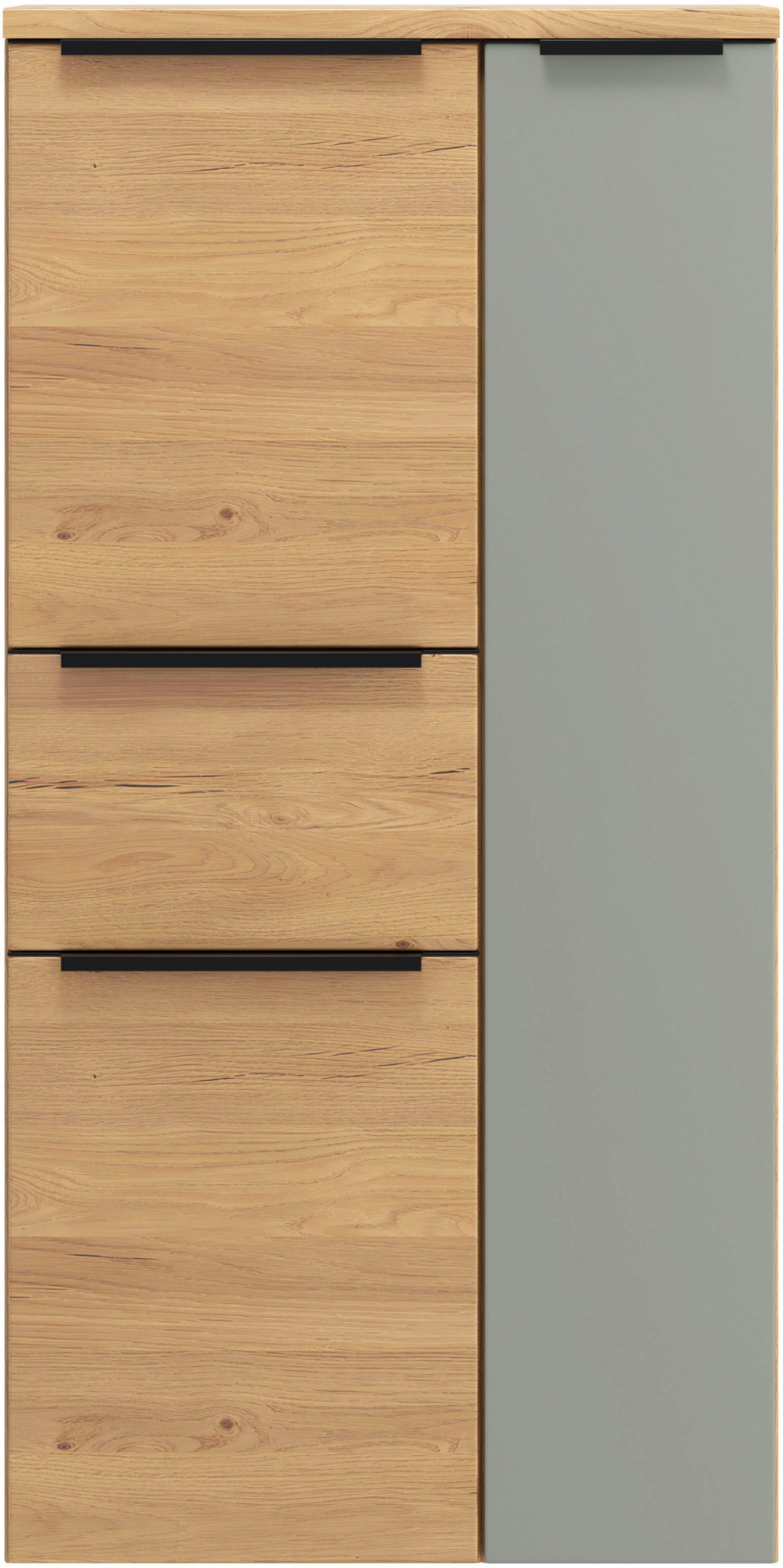 welltime Midischrank MAILAND, Softclose-Auszug, gedämpfte Scharniere, hochwertiges MDF (Maße (B/H/T): ca. 65/130/35 cm) Wildeiche, gedämpfte Scharniere und Softclose-Auszug