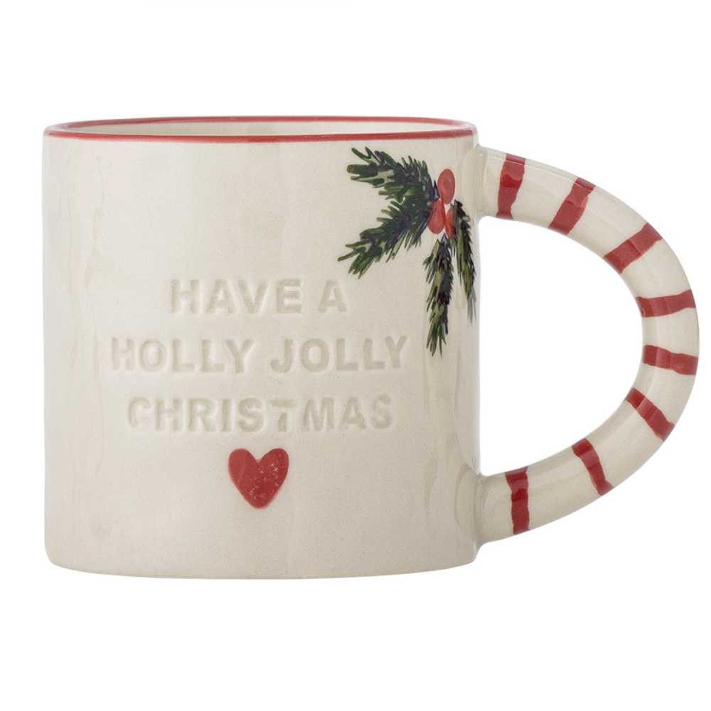 Bloomingville Becher Bloomingville Becher JOVIDA Weihnachtsbecher mit HERZ und Tannenzweig