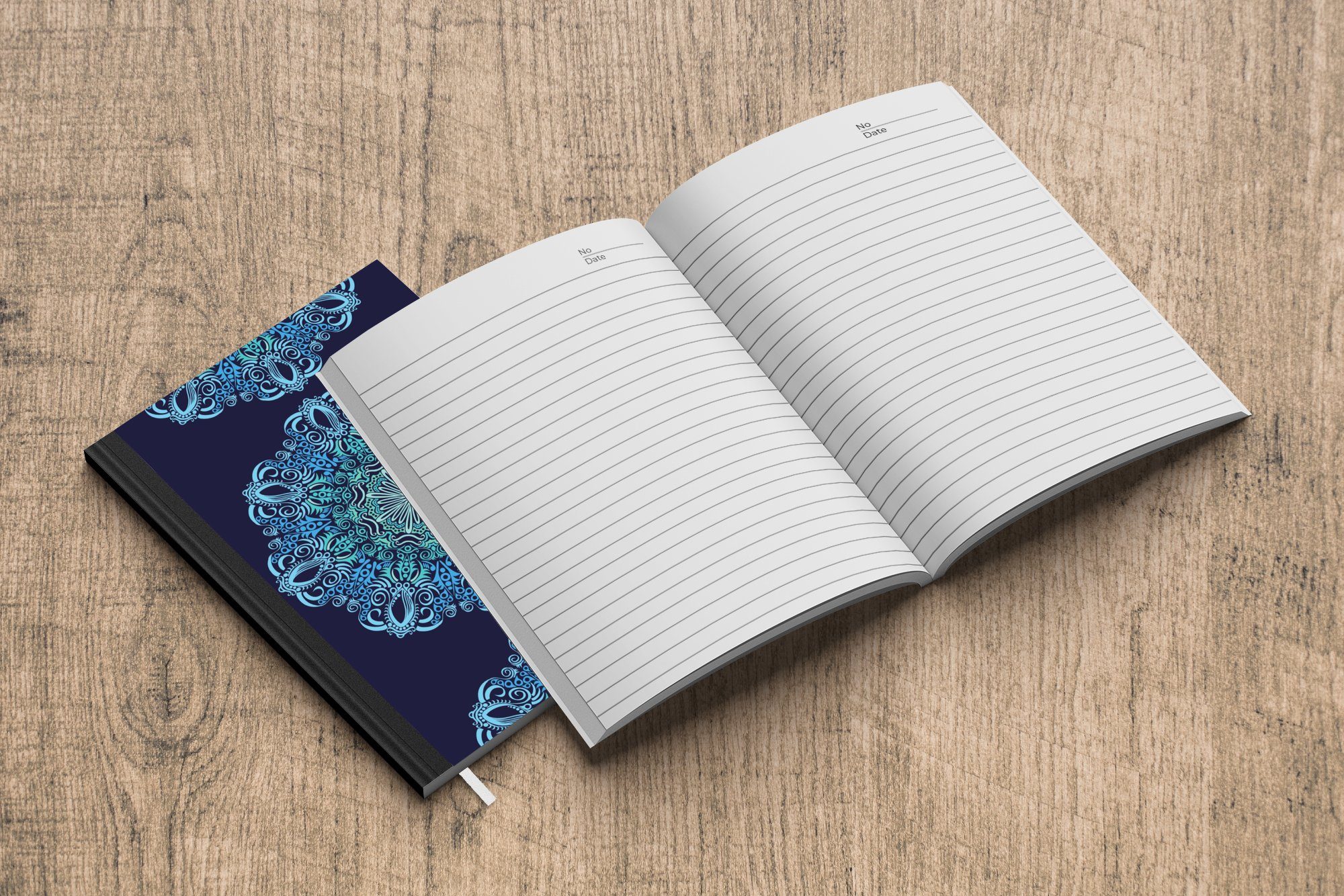 Mandala Journal, A5, - Haushaltsbuch Tagebuch, MuchoWow 98 Seiten, Muster, Blau Notizbuch Notizheft, - Merkzettel,