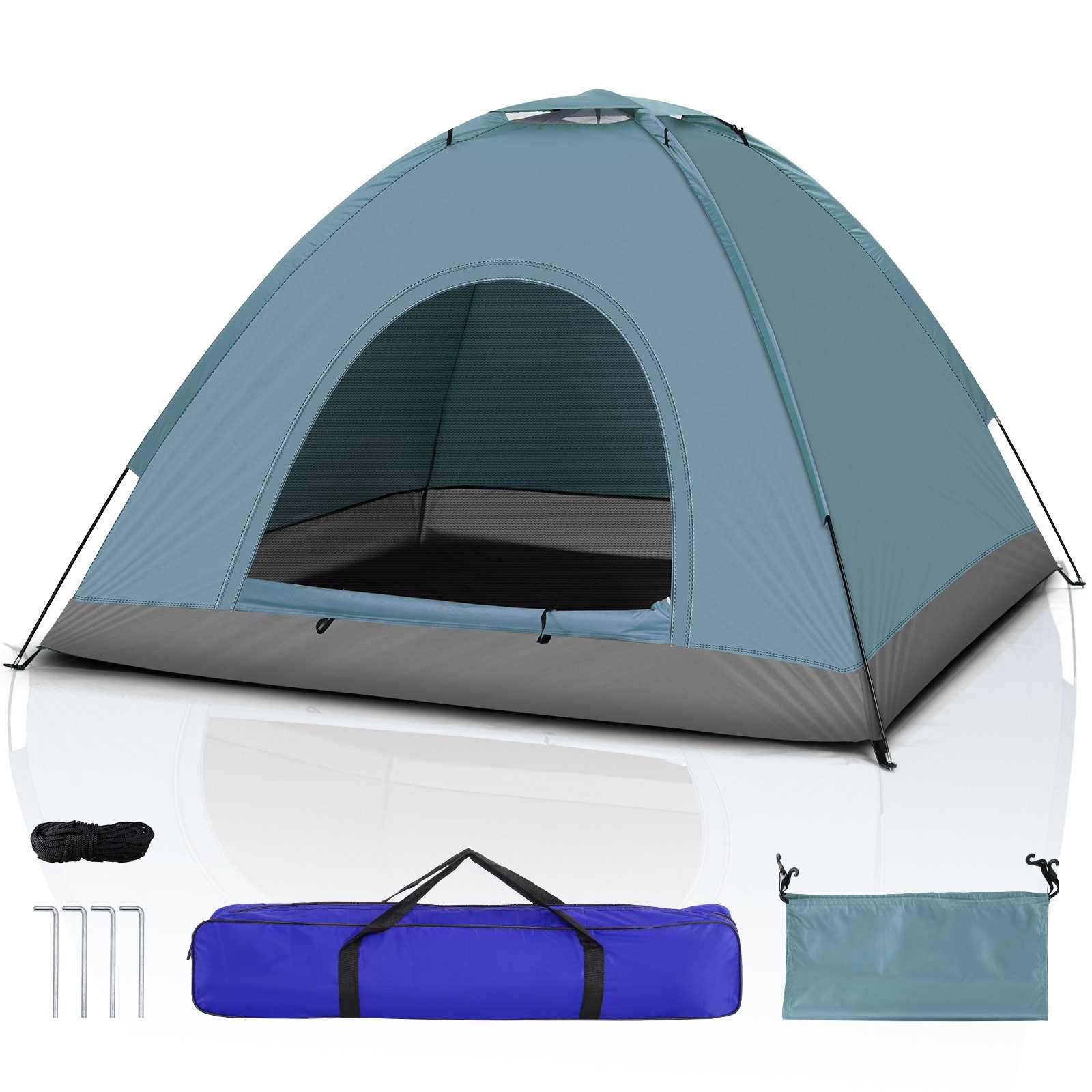 LALAHO Kuppelzelt Campingzelt Familienzelt für 3-4 Personen für Outdoor-Abenteuer, wasserdicht winddicht Ventilation, 200 x 200 x 135cm