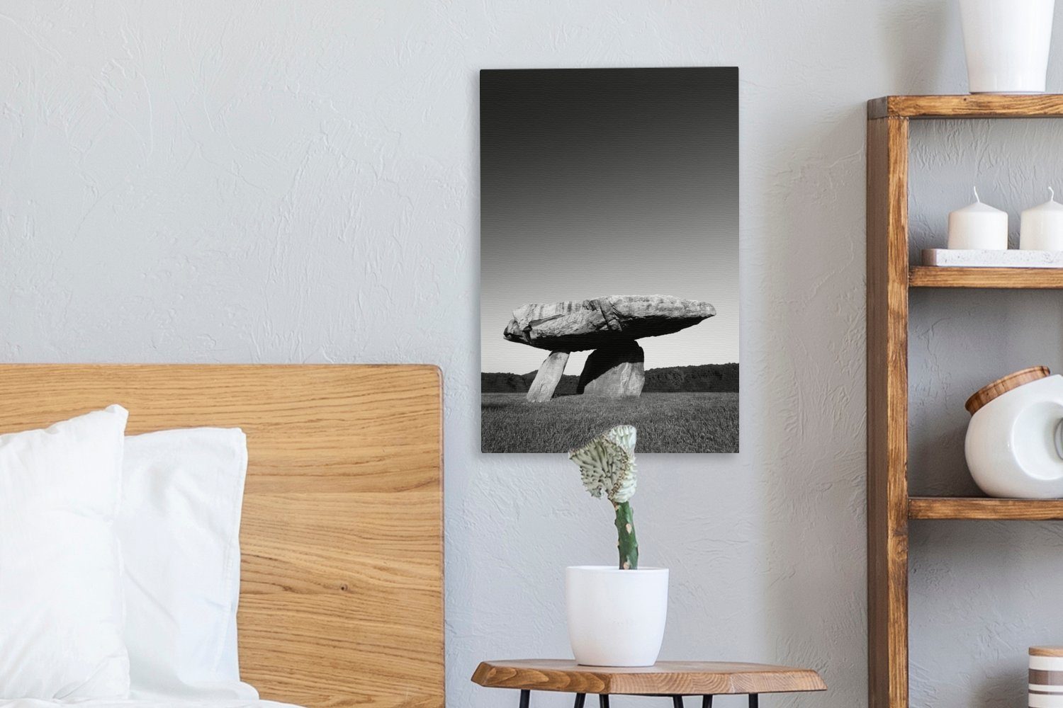 Zackenaufhänger, und Hünenbett St), (1 inkl. schwarz Gemälde, bespannt fertig Leinwandbild OneMillionCanvasses® - 20x30 Leinwandbild Korea cm in weiß, Ein