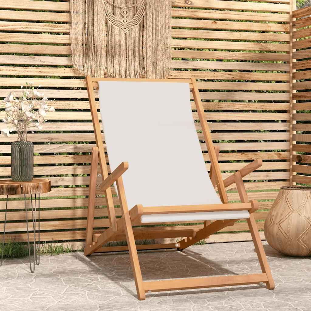 furnicato Klappstuhl Klappbarer Strandstuhl 60 x 126 x 87,5 cm in Creme (1 St)
