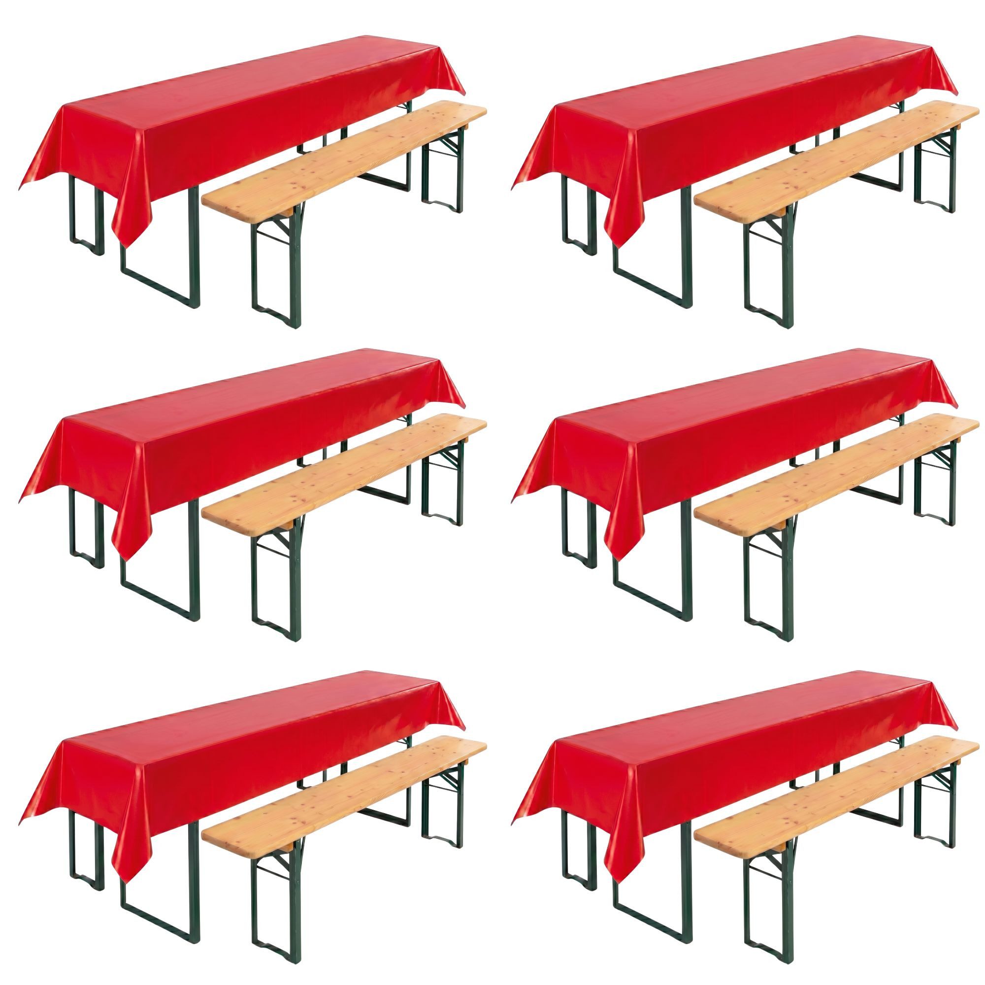 Beautex Tischdecke, Partytischdecke, für Biertischgarnituren, 100x250cm, viele Farben (6-tlg), wasserabweisend, abwaschbar, lebensmittelecht, strapazierfähig