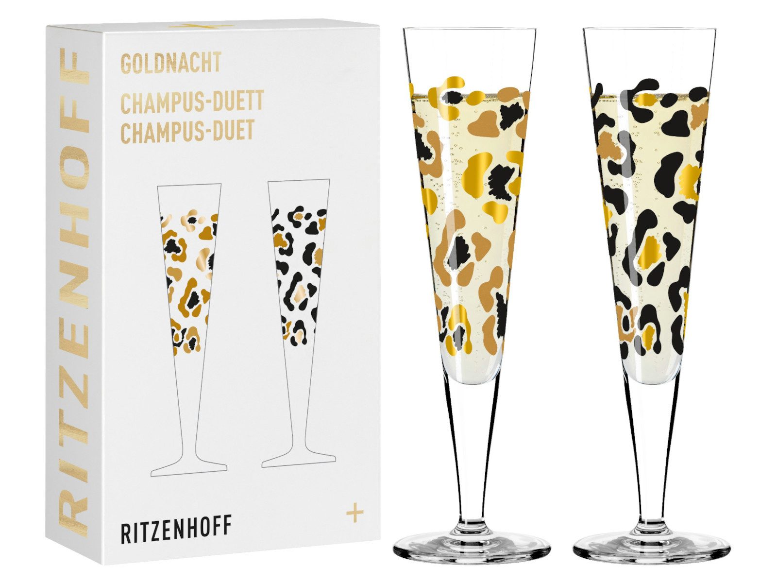 Ritzenhoff Champagnerglas Goldnacht Champus-Duett (A. Vasconcelos) H25, Kristallglas