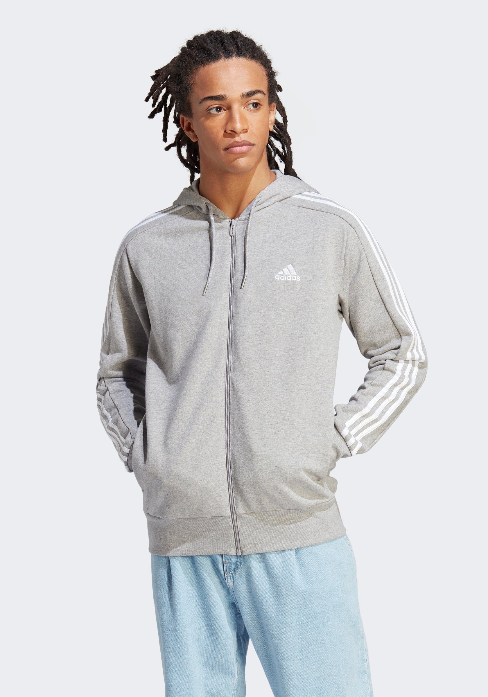 3S FZ FT HD Heather / adidas Kapuzensweatjacke Medium Grey Sportswear (1-tlg) White M