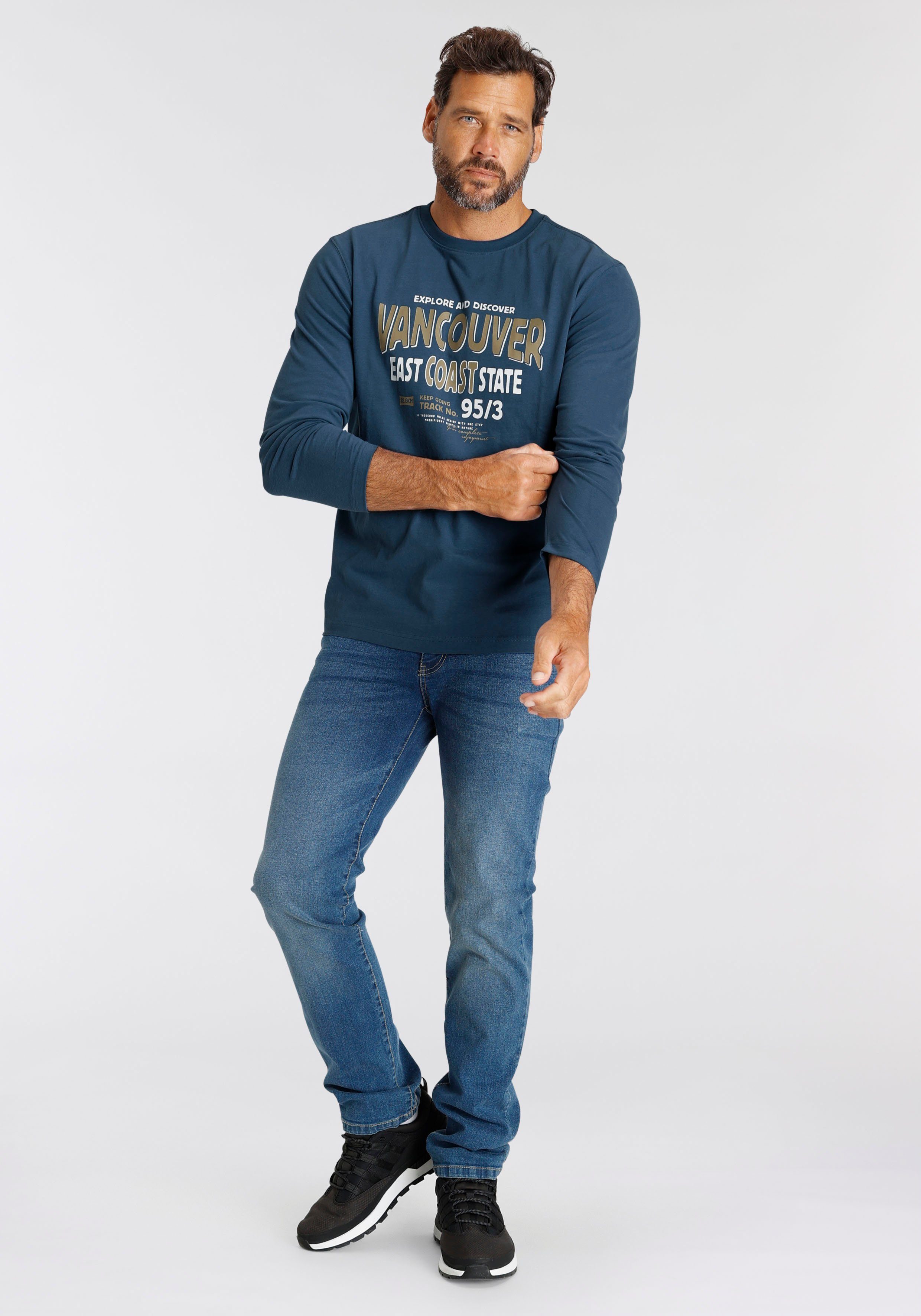 Man's World Langarmshirt Langarm, bedruckt, Rundhalsausschnitt, aus Baumwolle