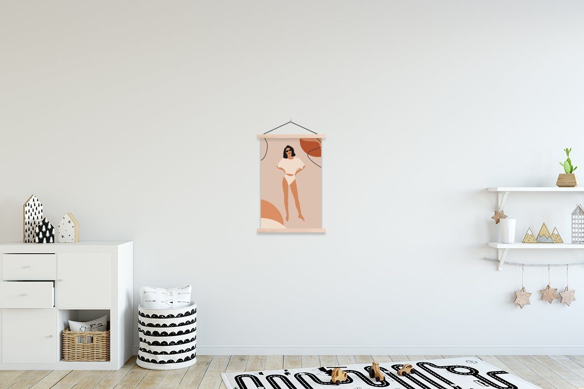 MuchoWow Poster Sommer - Frau - Pastell, (1 St), Posterleiste, Textilposter für Wohnzimmer, Bilderleiste, Magnetisch