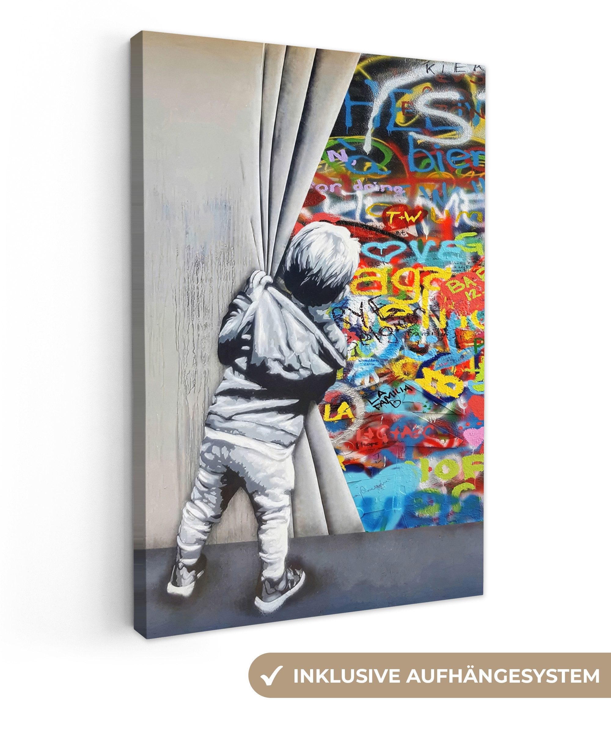 OneMillionCanvasses® Leinwandbild Graffiti - Junge - Ilussie - Straßenkunst günstig online kaufen