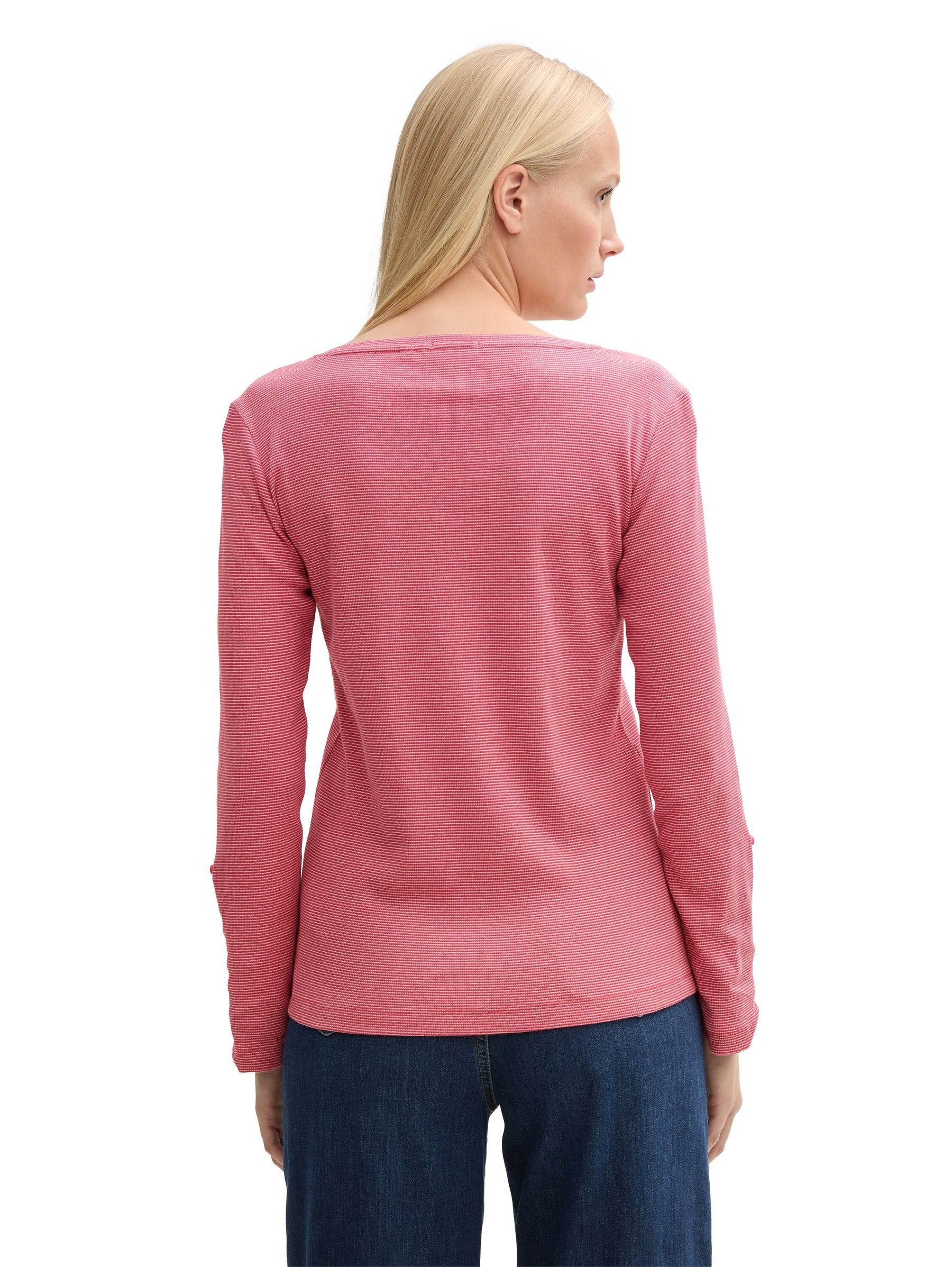 TOM TAILOR T-Shirt Gestreiftes Langarm mit Henley T-Shirt stripe henley