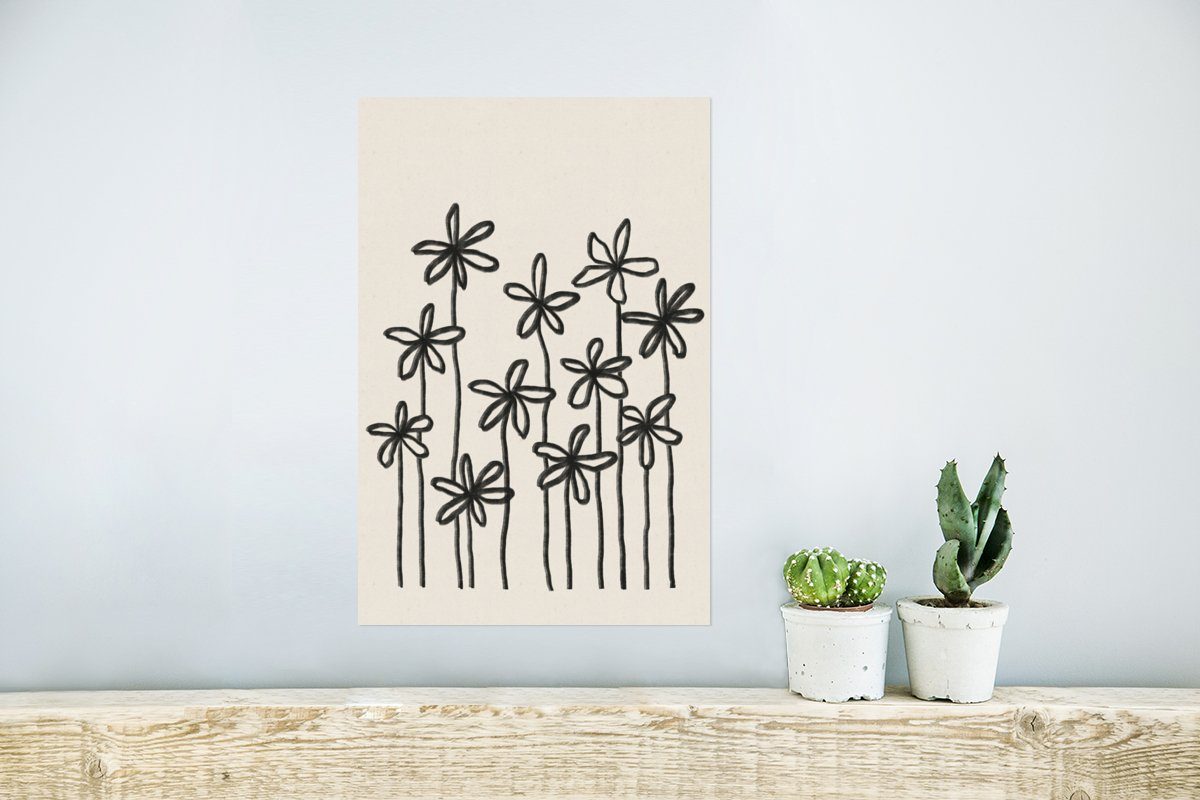 MuchoWow Poster Pastell - St), Abstrakt, (1 Pflanzen für Wohnzimmer, Wandbild, Rahmen Wandposter Ohne Poster, - - Blumen