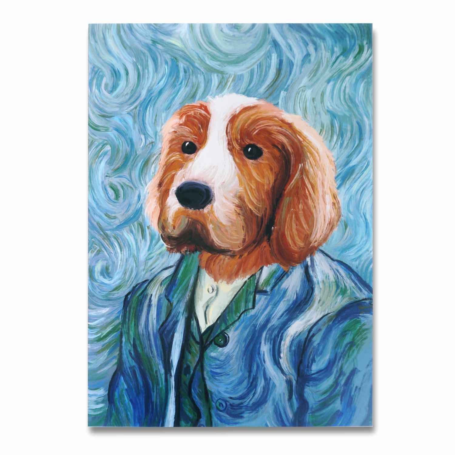 GalaxyCat Poster Wandbild mit Tieren im Vincent van Gogh Stil, Impressionismus Poster, Hund, Wandbild mit Hund im van Gogh Stil