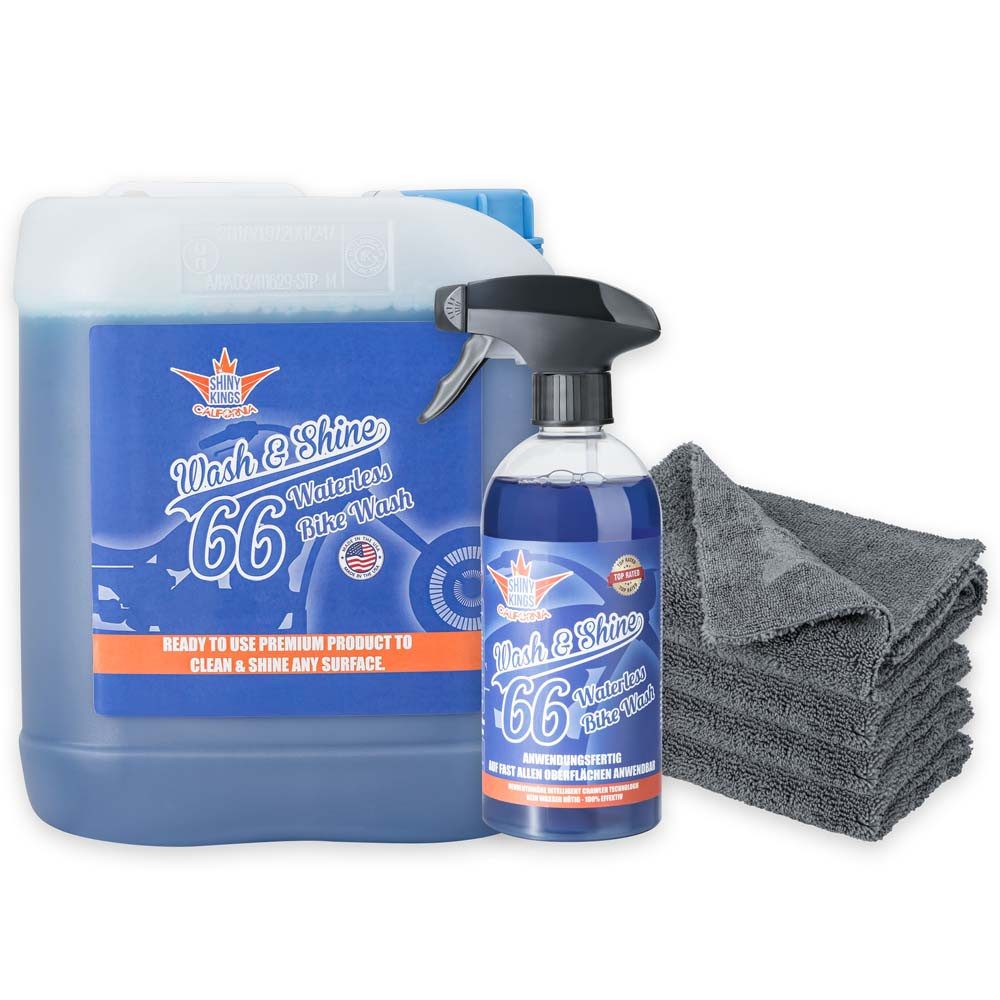 Wash & Shine BIKE - Schnellreiniger - 5,5 Liter + 4 x Spezialtuch Flüssigreiniger