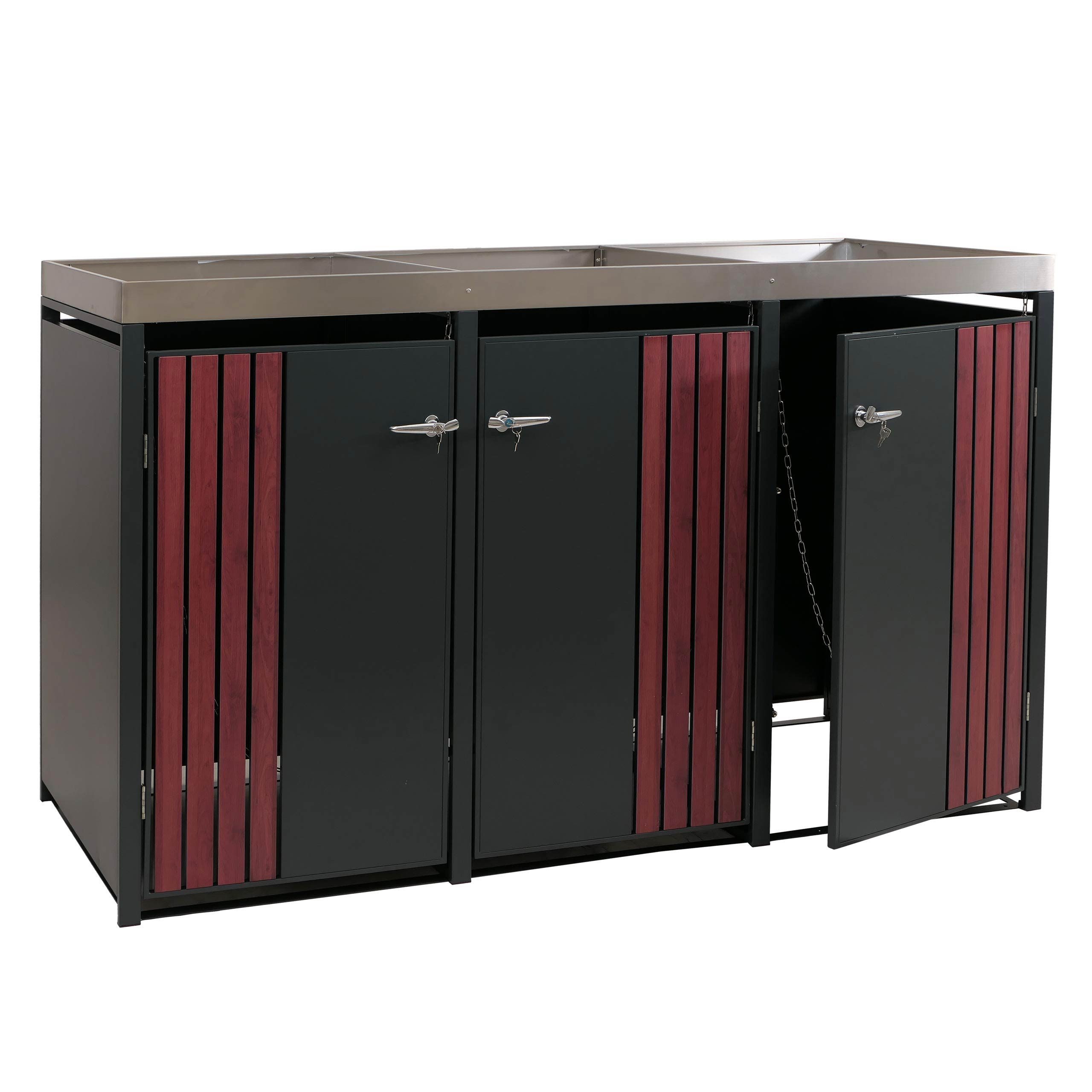 MCW Mülltonnenbox MCW-O67-PK-3 (1 St), Luftzirkulation durch Belüftungsschlitze