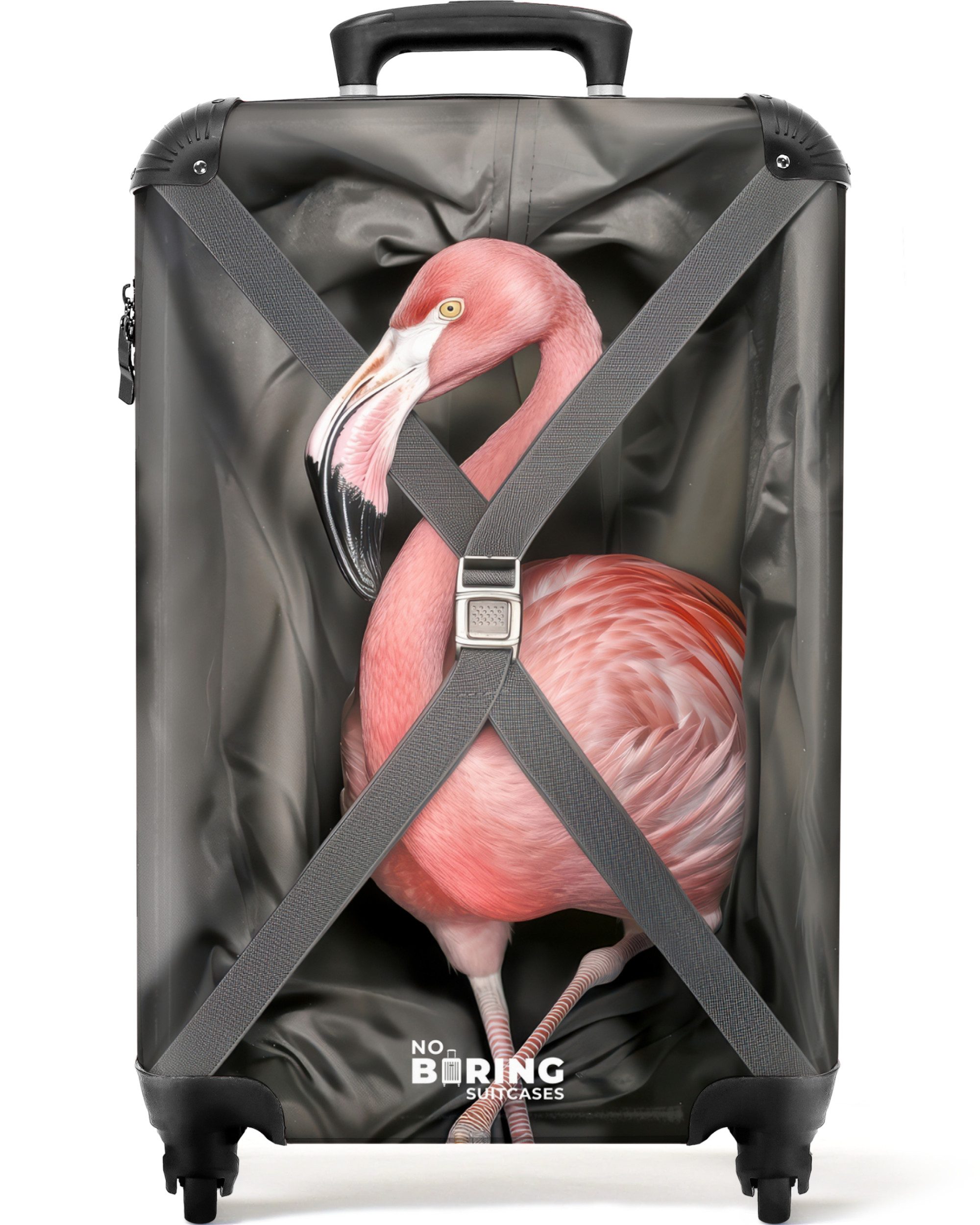 NoBoringSuitcases.com© Hartschalen-Trolley Flamingo auf dem Weg günstig online kaufen