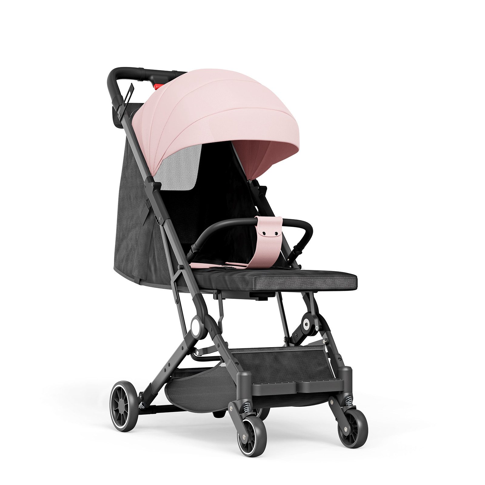 JEOBEST Kinder-Buggy Kinderbuggy mit Sonnenverdeck, Zusammenklappbar, Kompakt, Baby Kinderwagen, 0-4 Jahre, XL Korb bis 3 kg