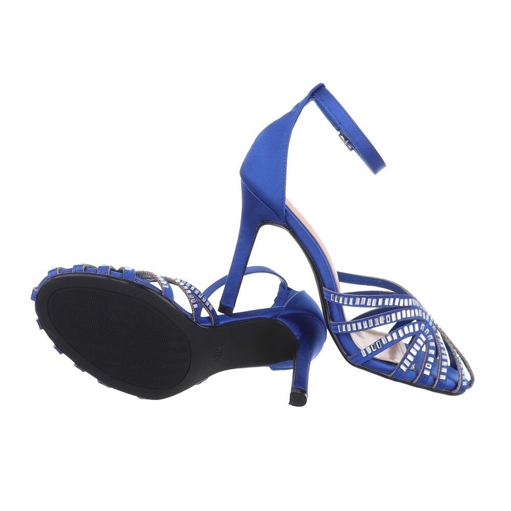 Ital-Design Damen Abendschuhe Party & Clubwear Schnürpumps Pfennig-/Stilettoabsatz Sandalen & Sandaletten in Blau