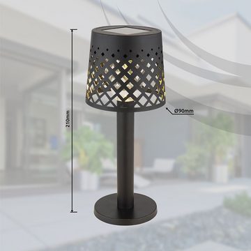 Globo LED Solarleuchte, LED-Leuchtmittel fest verbaut, Solarlampe Tischleuchte Außenlampe LED Terrassenlampe schwarz H 21 cm