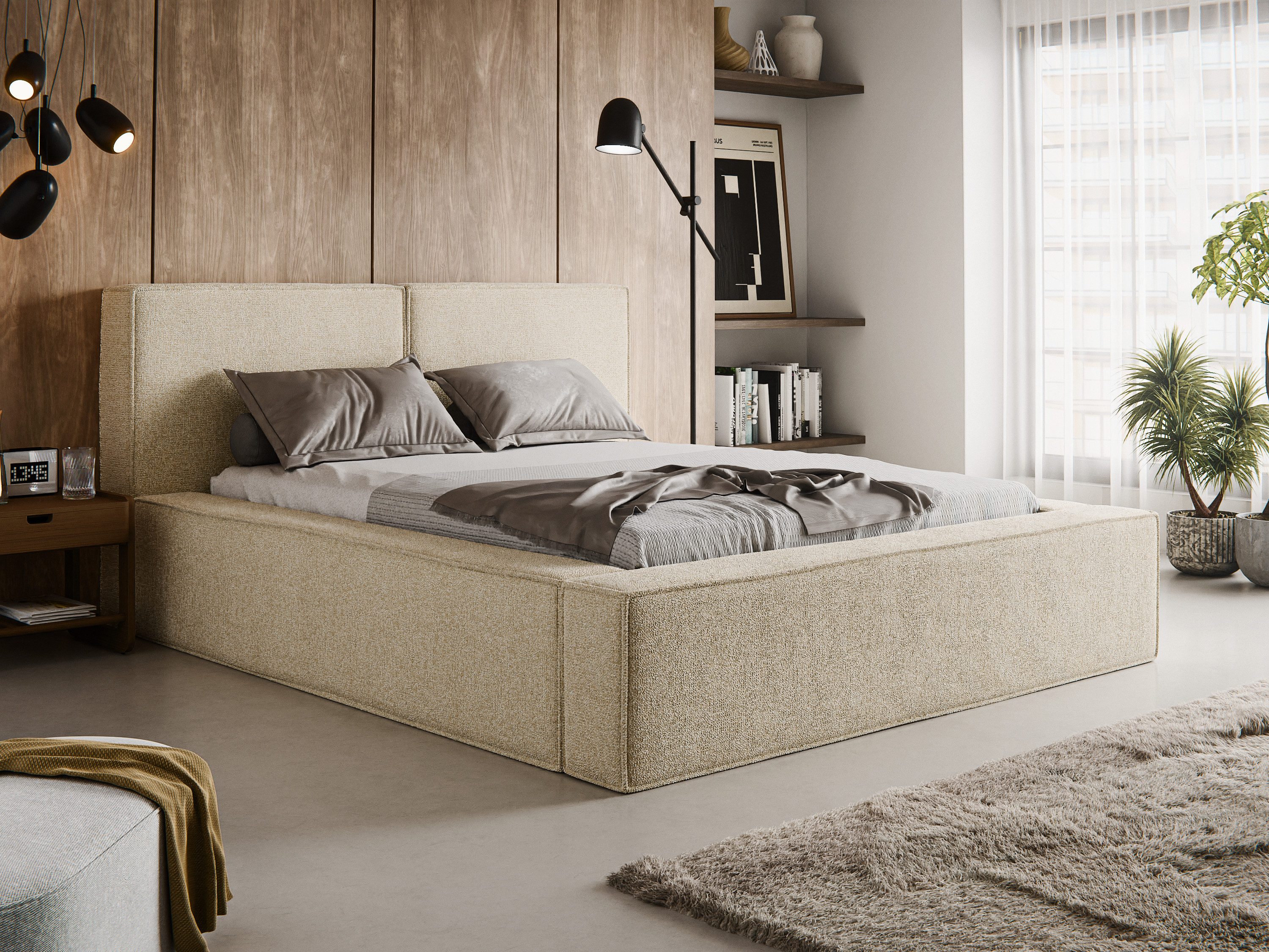 thematys Polsterbett mit Bettkasten, Stauraumbett, Bouclé günstig online kaufen