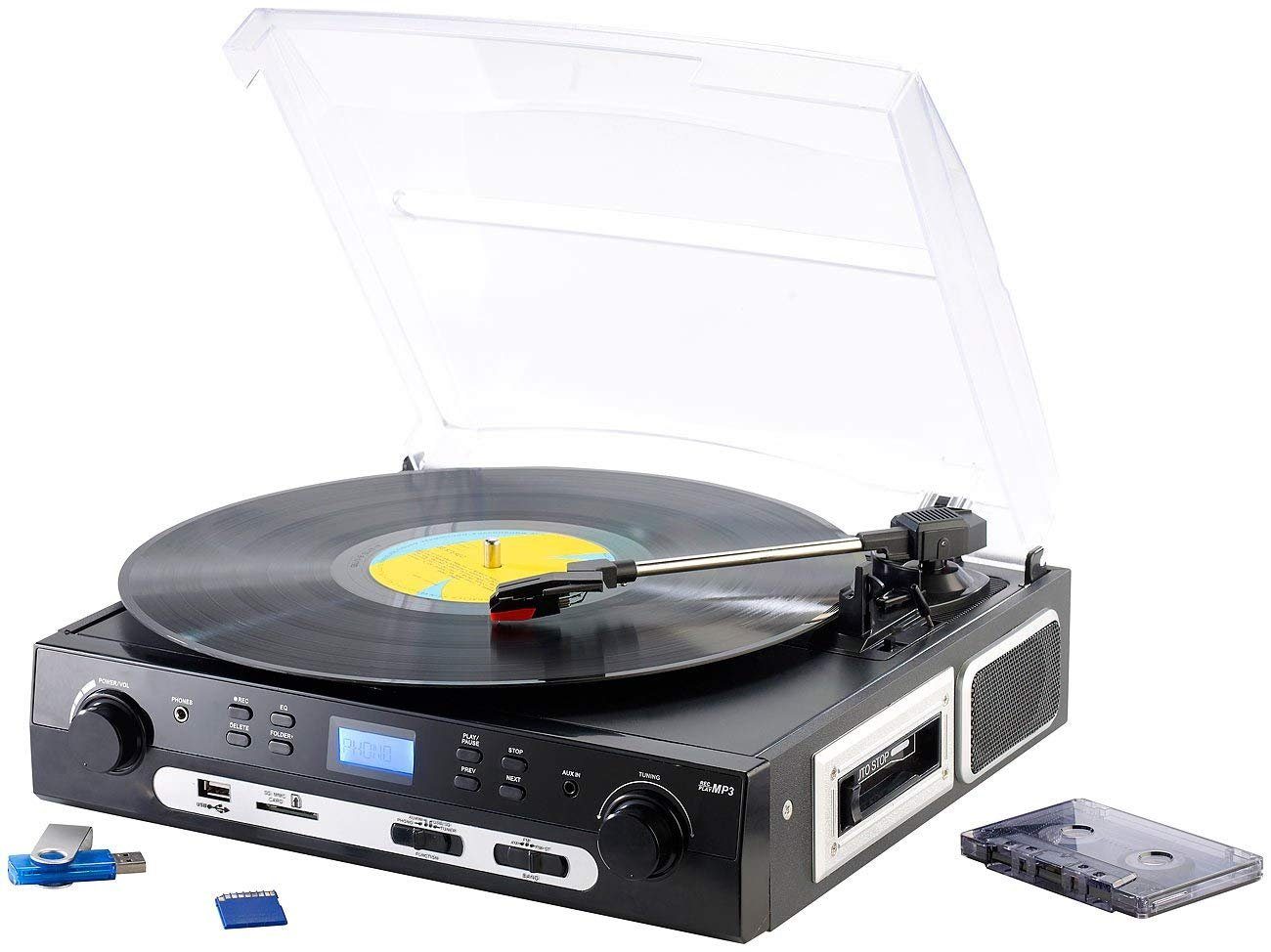 und Plattenspieler Q-Sonic MC (Riemenantrieb) Multifunktionsspieler Schallplatten Digitalisierer UPL-855.MP3