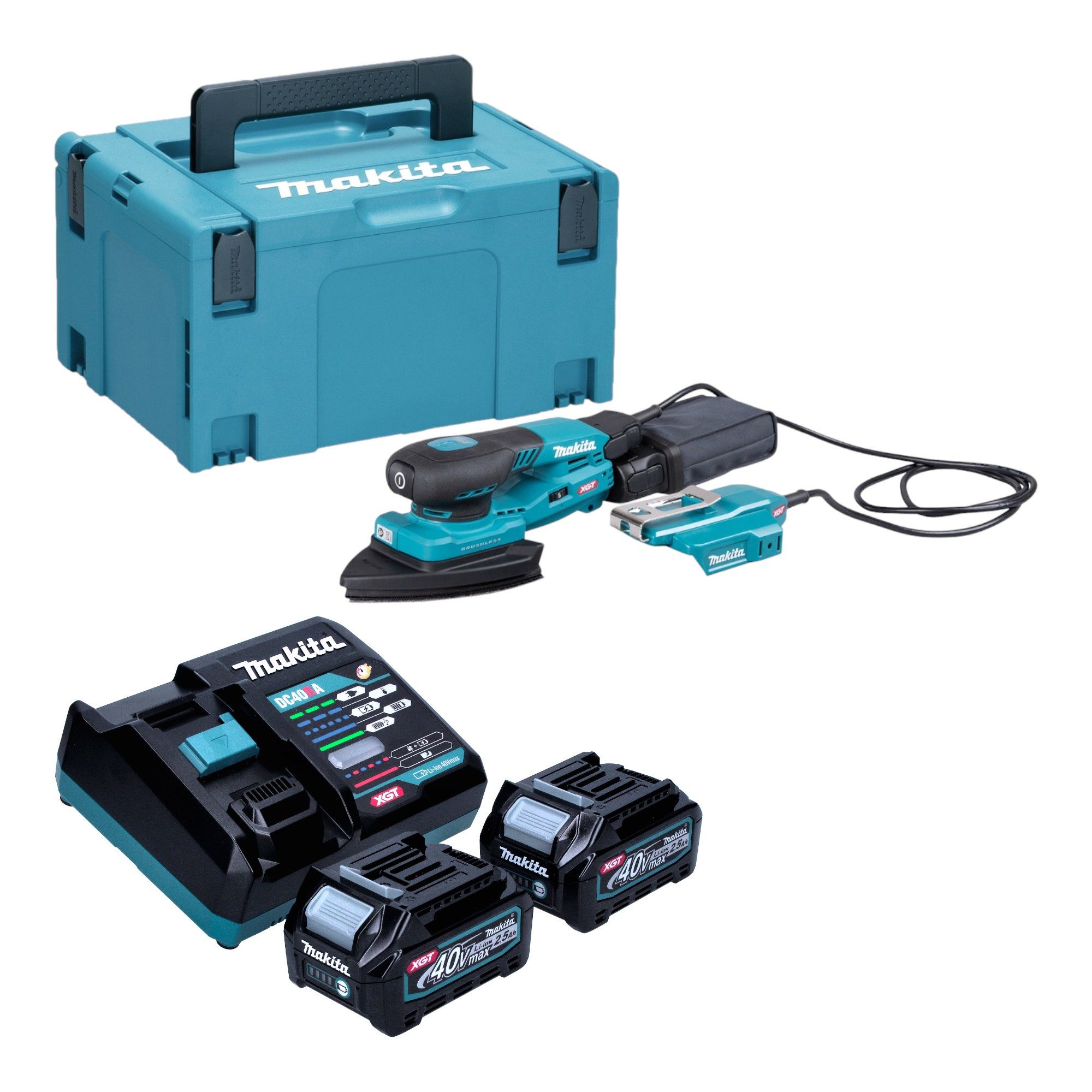 Makita Орбитальная шлифовальная машина BO 006 CGD201 40 V max. 100 x 150 mm + 2x Akku 2,5 Ah + Lader + Makpac