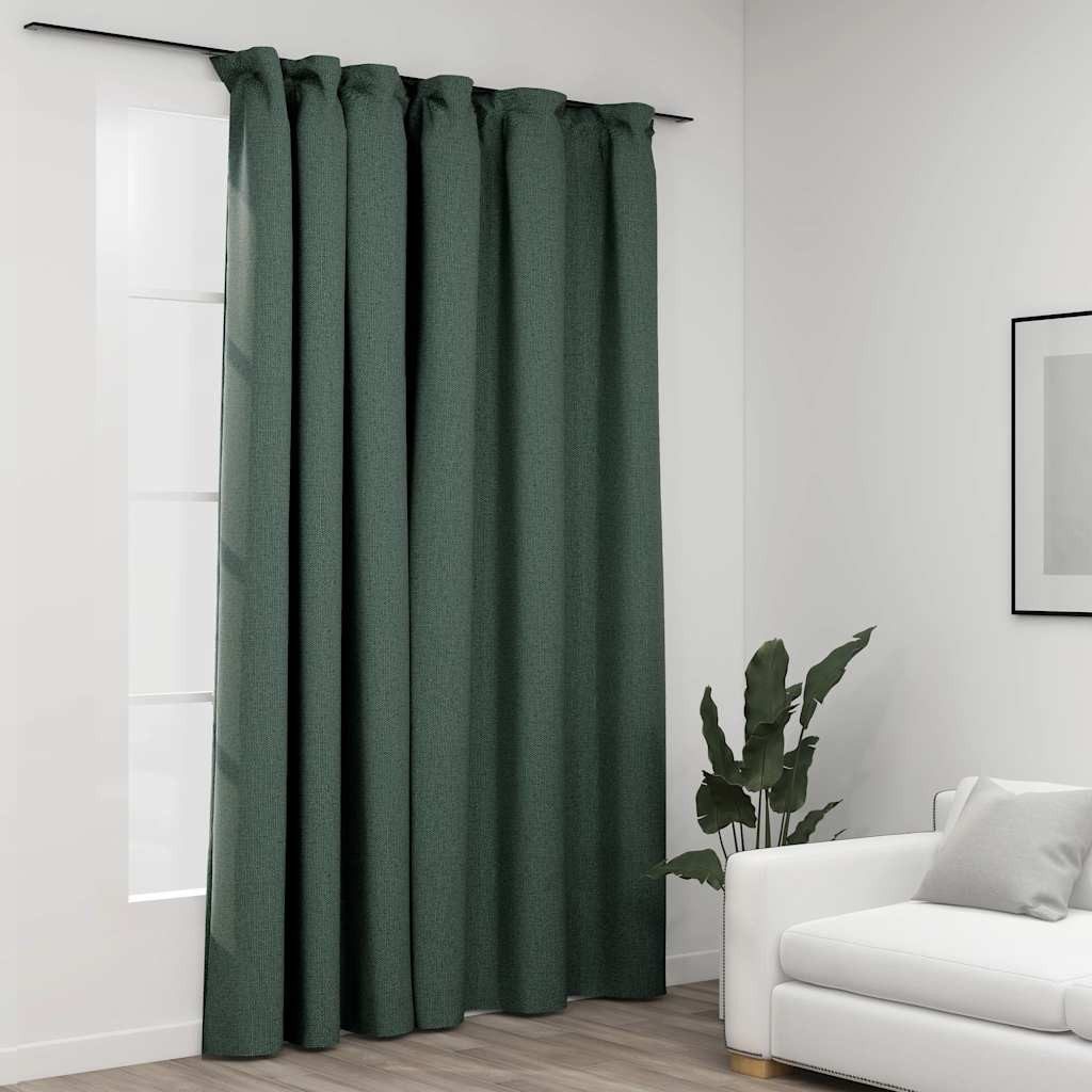 vidaXL Vorhang Verdunkelungsvorhang mit Haken Leinenoptik Grün 290x245 cm (1 St)