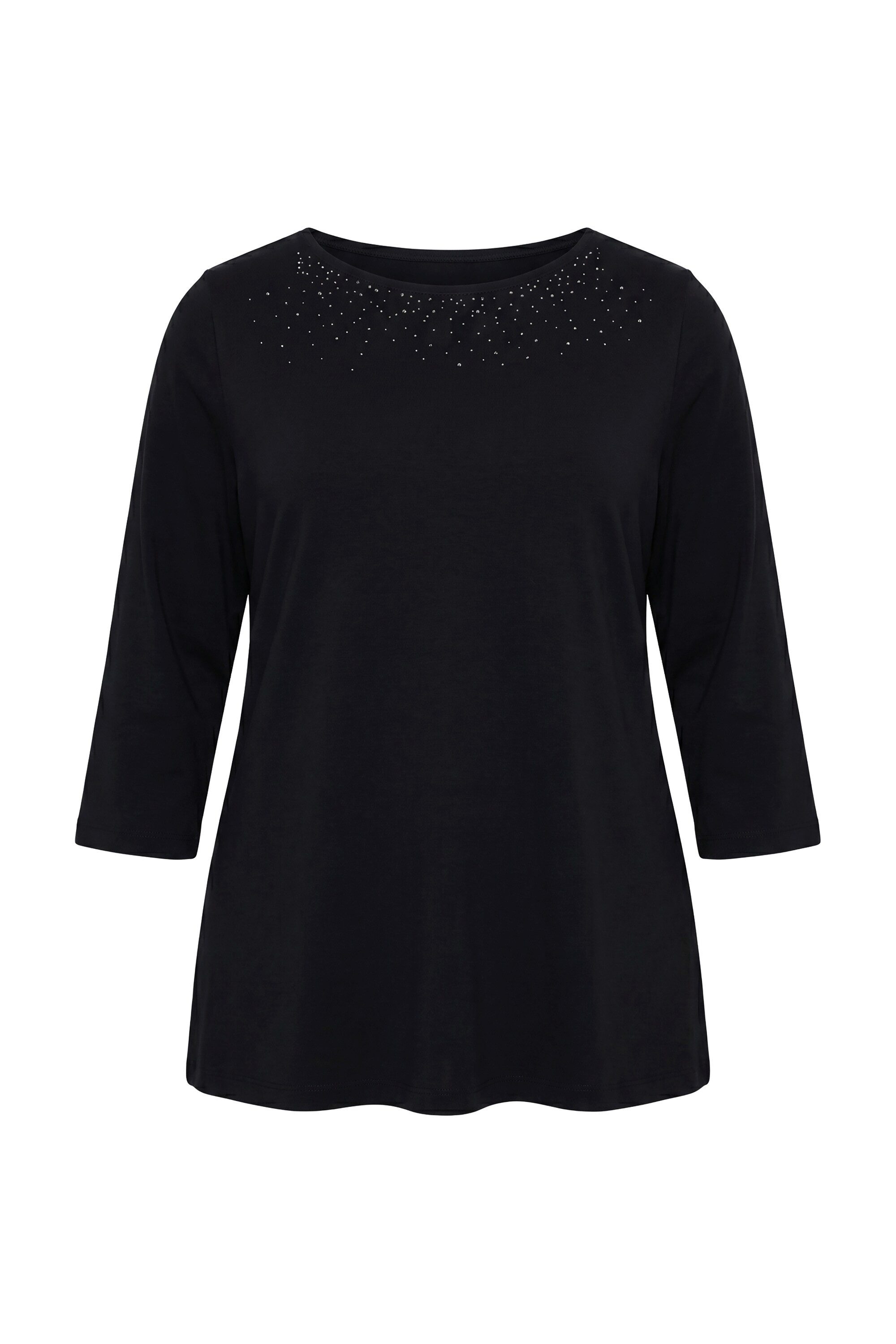 Ulla Popken T-Shirt Shirt Ziersteine U-Boot-Ausschnitt 3/4-Arm – Bild 2 von 4