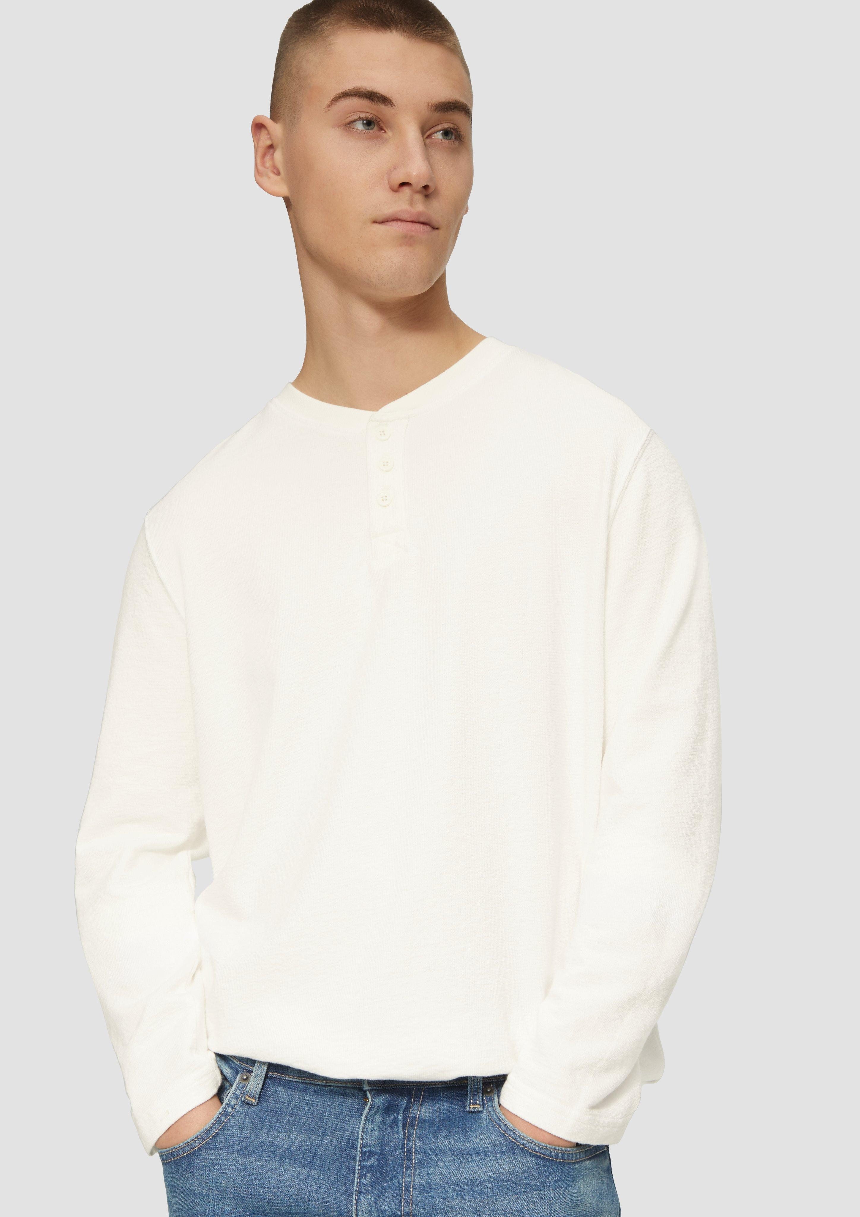 QS Langarmshirt Gewaschenes Henley-Longsleeve in Strukturjersey günstig online kaufen