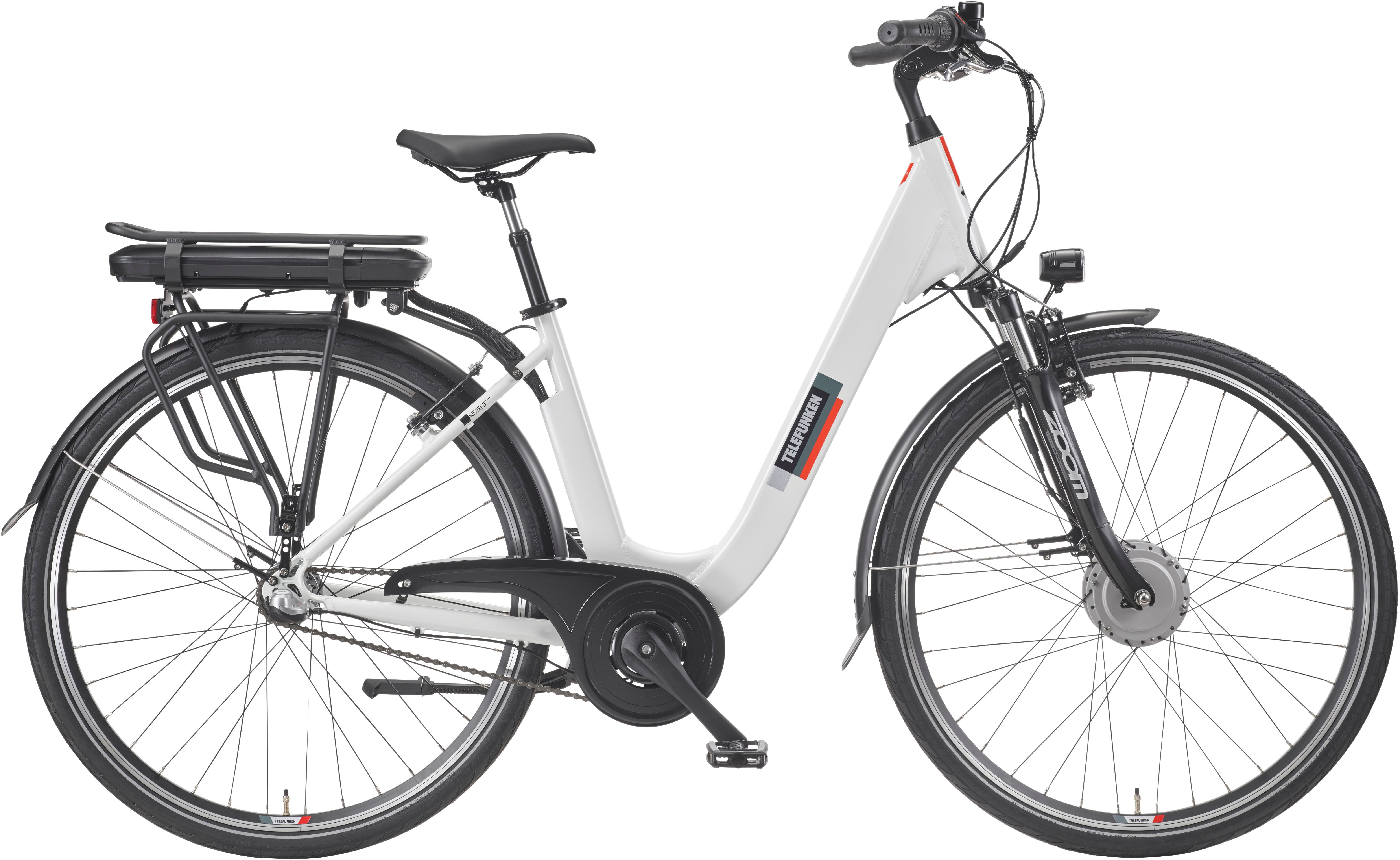 Telefunken E-Bike Cityrad Multitalent RC835, 3 Gang Shimano, Nabenschaltung, Frontmotor, 468 Wh, (28 Zoll, Straßenzulassung, ca. 100 km Reichweite), Pedelec, Elektrofahrrad für Herren u. Damen, tiefer Einstieg
