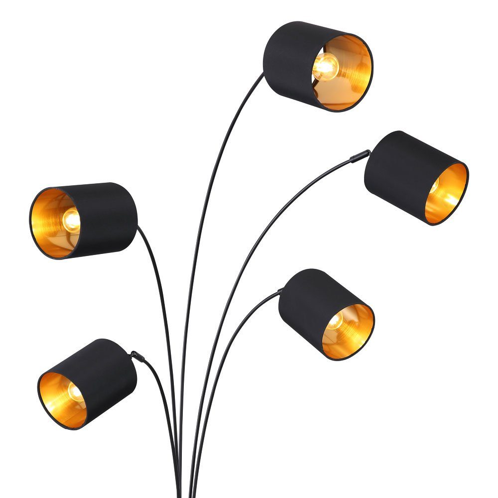 5 Stehlampe, schwarz nicht Leuchtmittel flammig gold etc-shop Standleuchte Textilschirme inklusive, Design