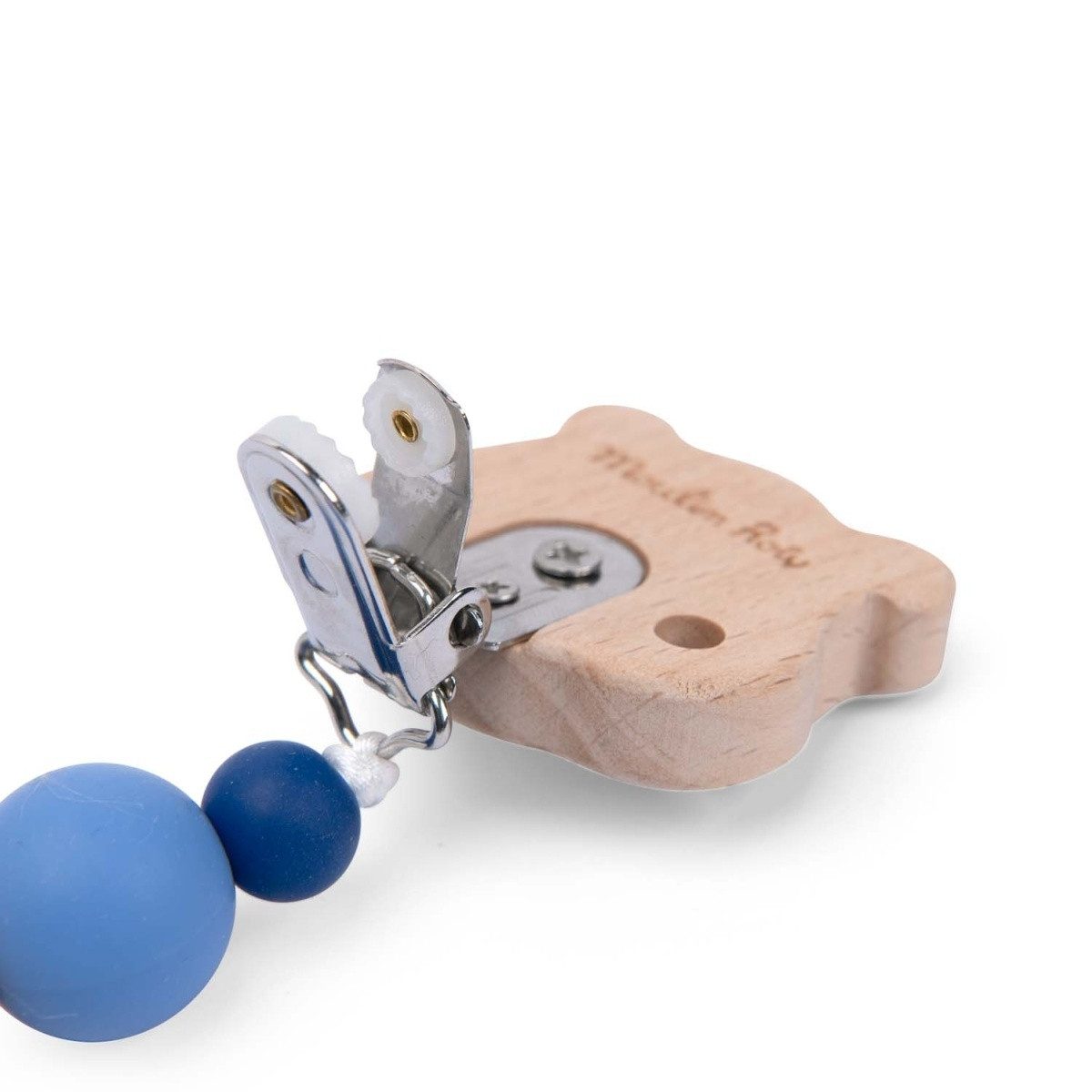 Moulin Roty Schnullerbefestigung Schnullerkette aus Holz & Silikon mit Clip, ab Geburt 20 cm
