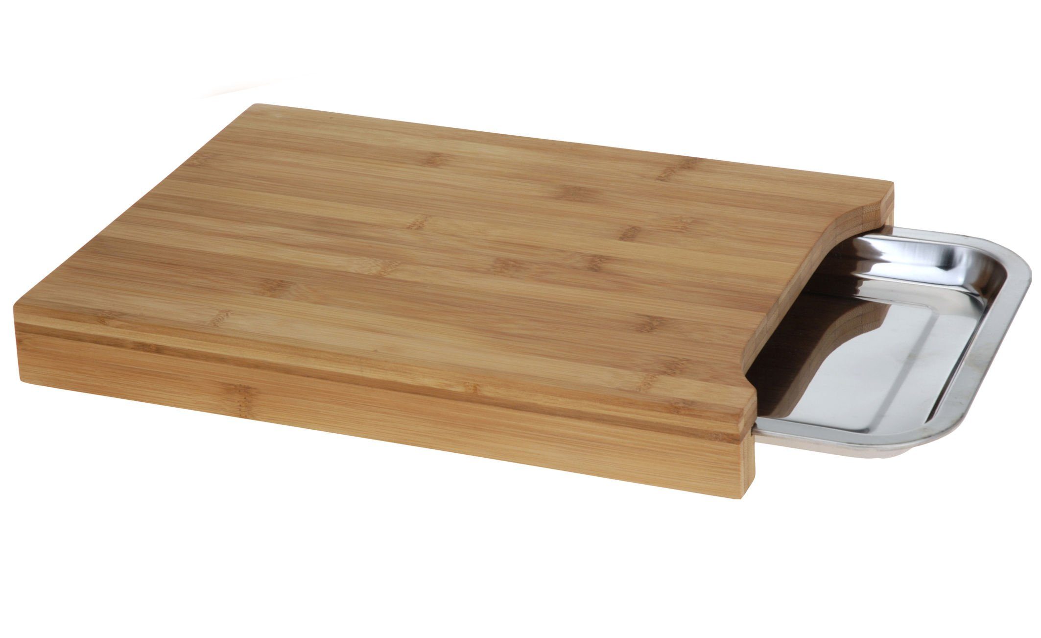 Schale Küchenbrett mit mit Holz, Bambus Spetebo Edelstahl, Edelstahl Schneidebrett Schneidebrett Auffangschale, Holz