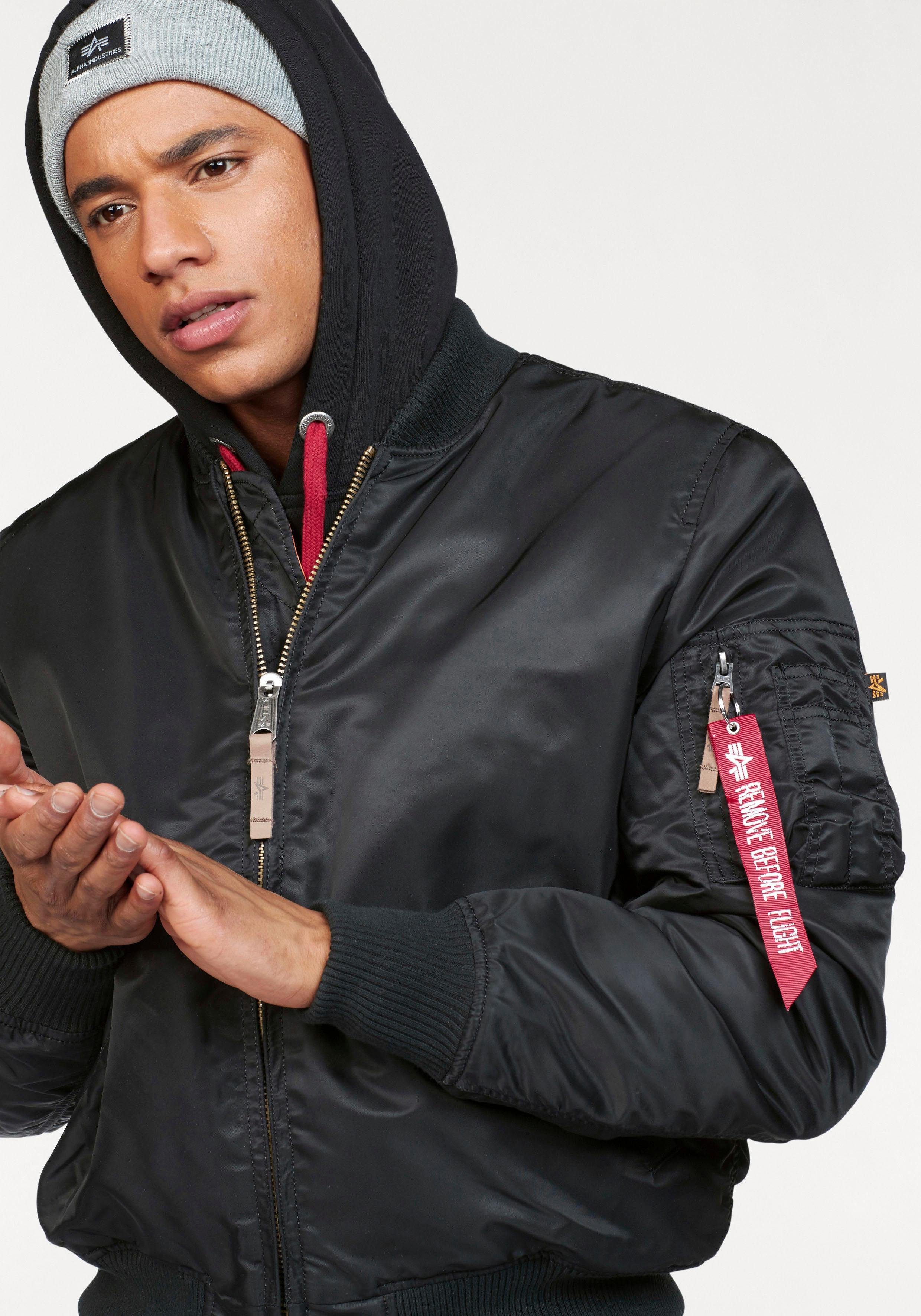 Alpha Industries Bomberjacke black LONG VF59 MA-1 gefüttert