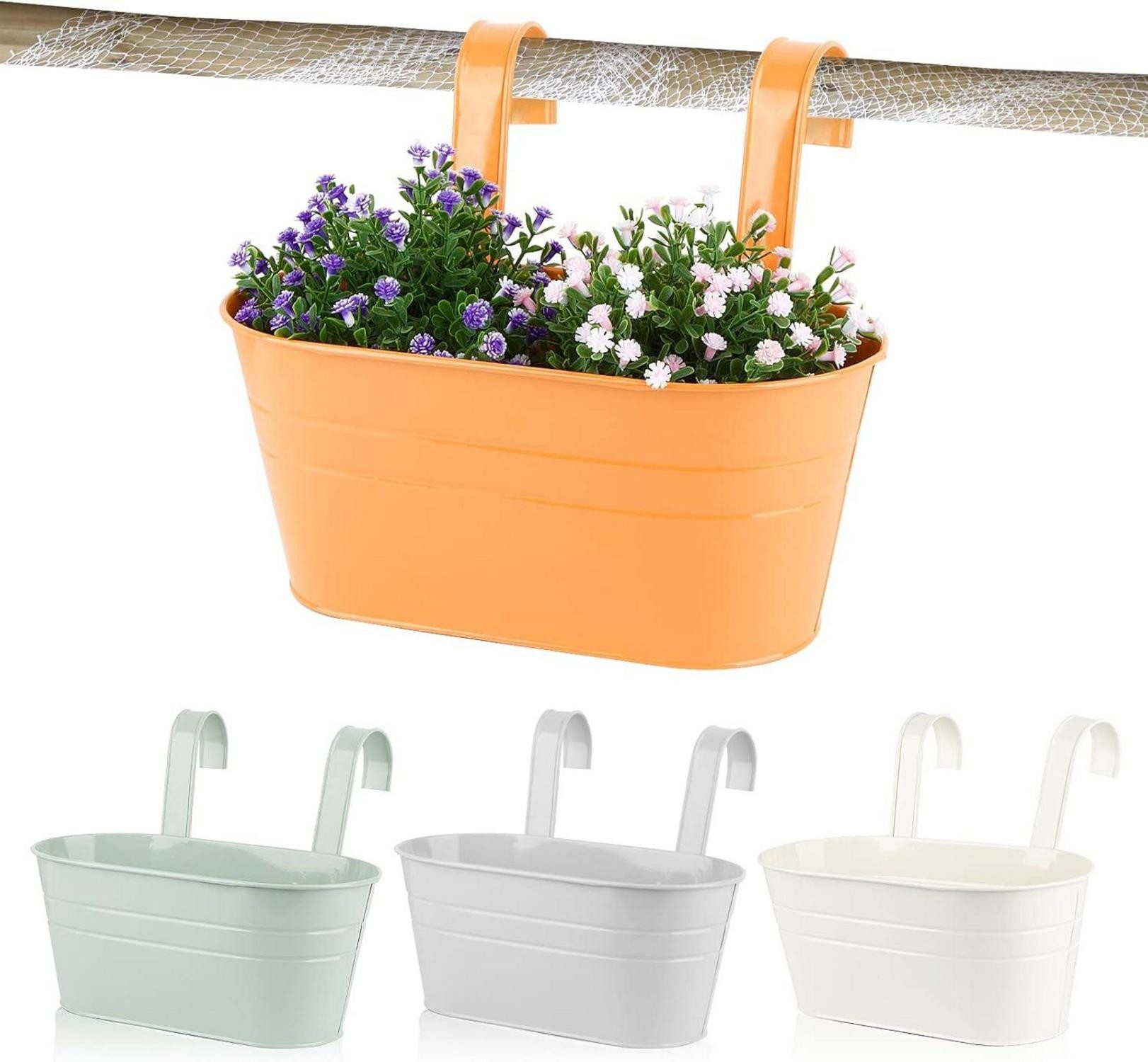 LuxusKollektion Blumentopf Blumentopf Hängend Bunte 4er Set Abnehmbaren Haken Balkon Garten