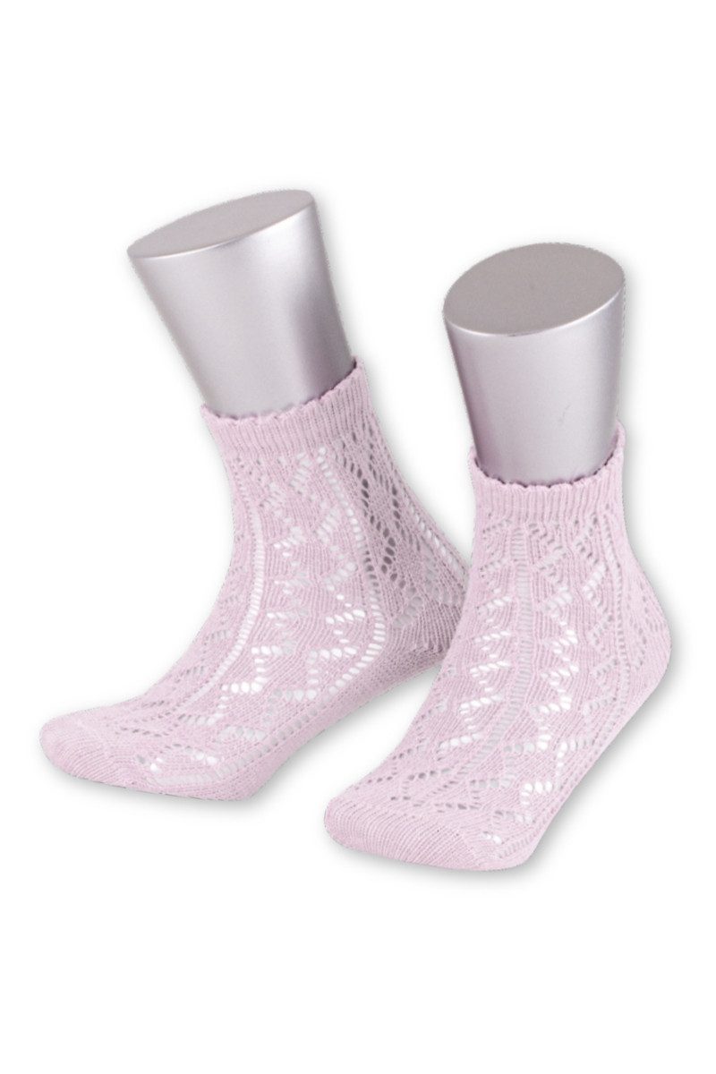 Lusana Trachtensocken Trachtensocken Kinder - AJOUR - hellblau, hellrosa