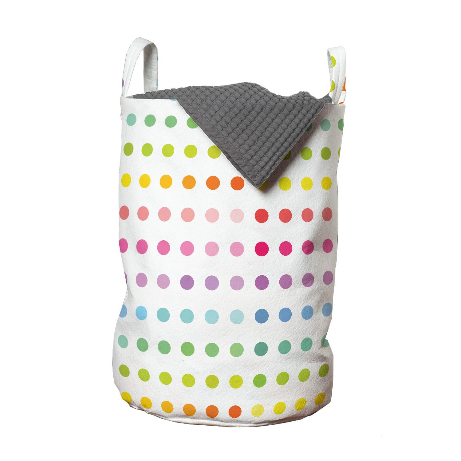 Griffen Wäschesäckchen für Kordelzugverschluss Moderne Regenbogen-Kreise mit Abakuhaus Punktmuster Waschsalons, Wäschekorb