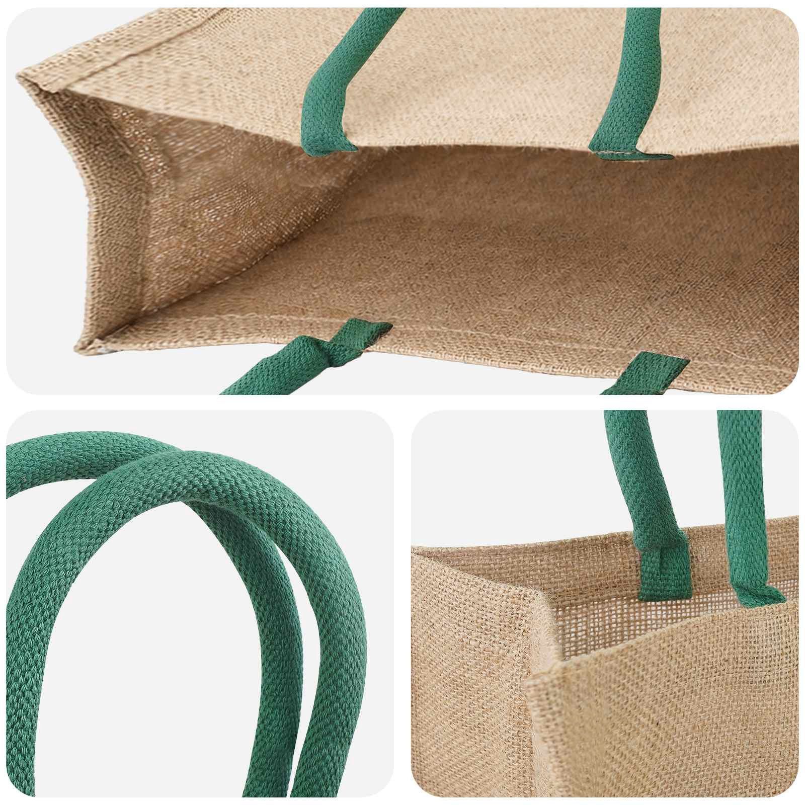 vidaXL Einkaufstrolley Jute-Handtaschen 10 Natürlich und Grün 42 x 33 x 19 cm