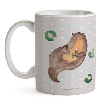 Mr. & Mrs. Panda Tasse Otter Seerose - Grau Pastell - Geschenk, Otter Seeotter See Otter, Se, Keramik, Herzberührende Designs