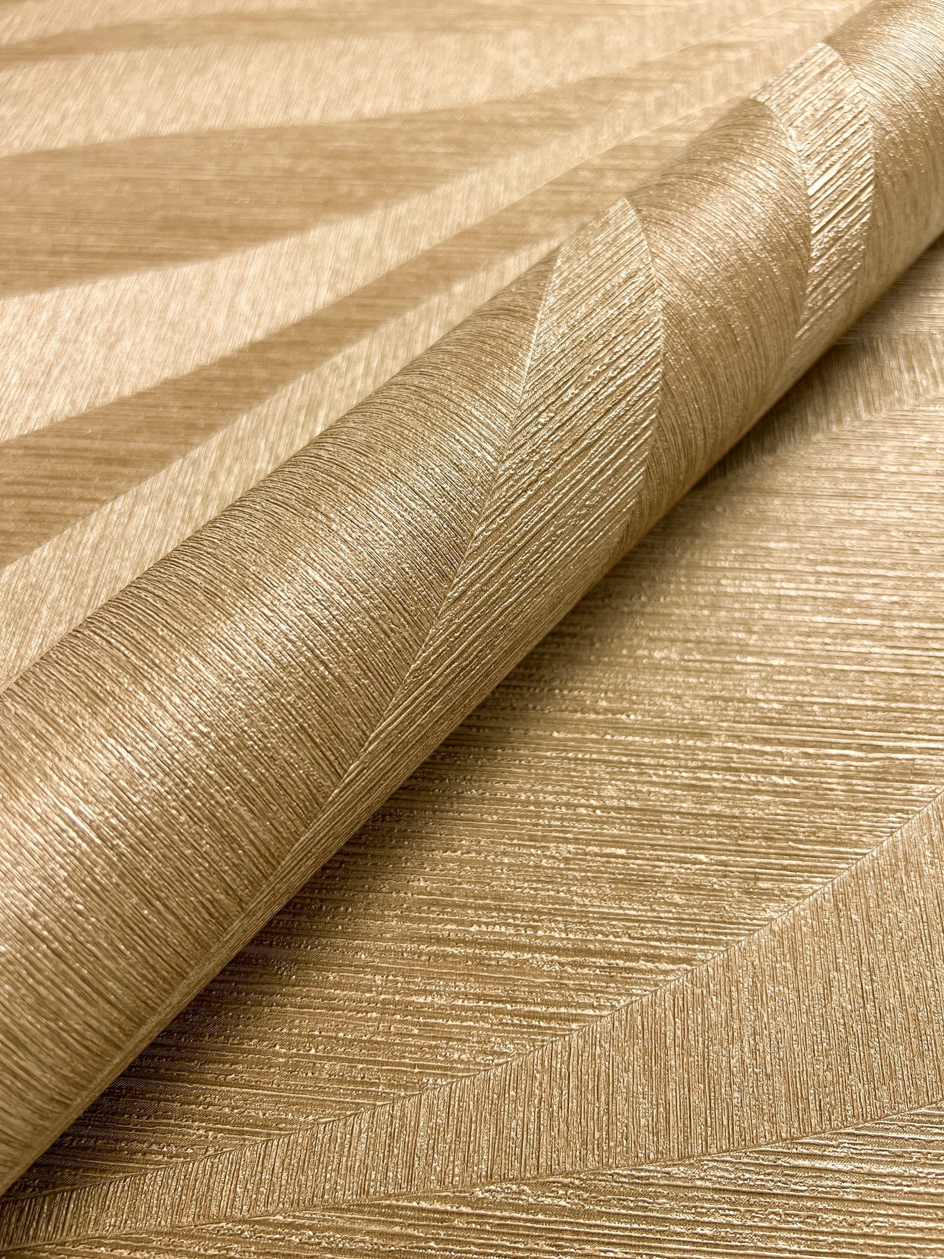 Newroom Vliestapete, Gold Tapete Glamour Wellen günstig online kaufen