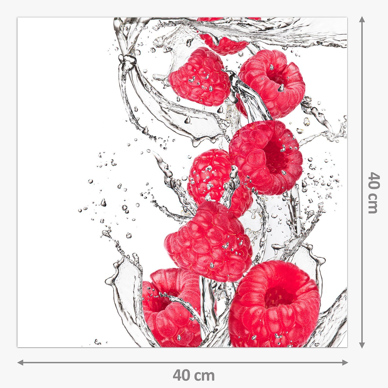 Primedeco Spritzschutz Glas Küchenrückwand im Wassersplash Himbeeren