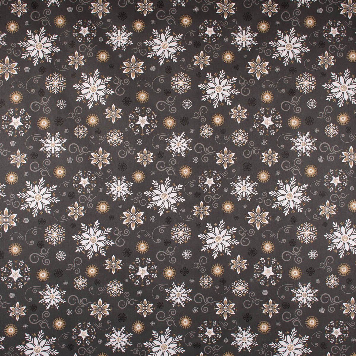 SCHÖNER LEBEN. Tischdecke Weihnachtstischdecke Liesse Schneekristalle handmade div. Größen, anthrazit