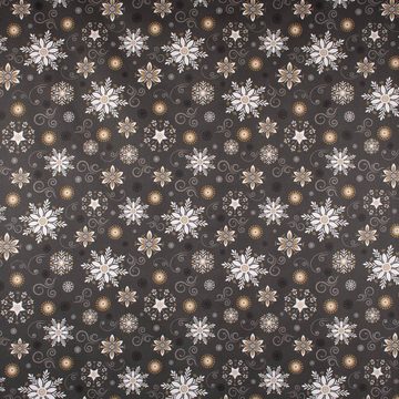 SCHÖNER LEBEN. Tischdecke Weihnachtstischdecke Liesse Schneekristalle anthrazit div. Größen, handmade