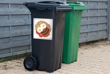 MuchoWow Wandsticker Eine Illustration eines kompletten englischen Frühstücks (1 St), Mülleimer-aufkleber, Mülltonne, Sticker, Container, Abfalbehälter