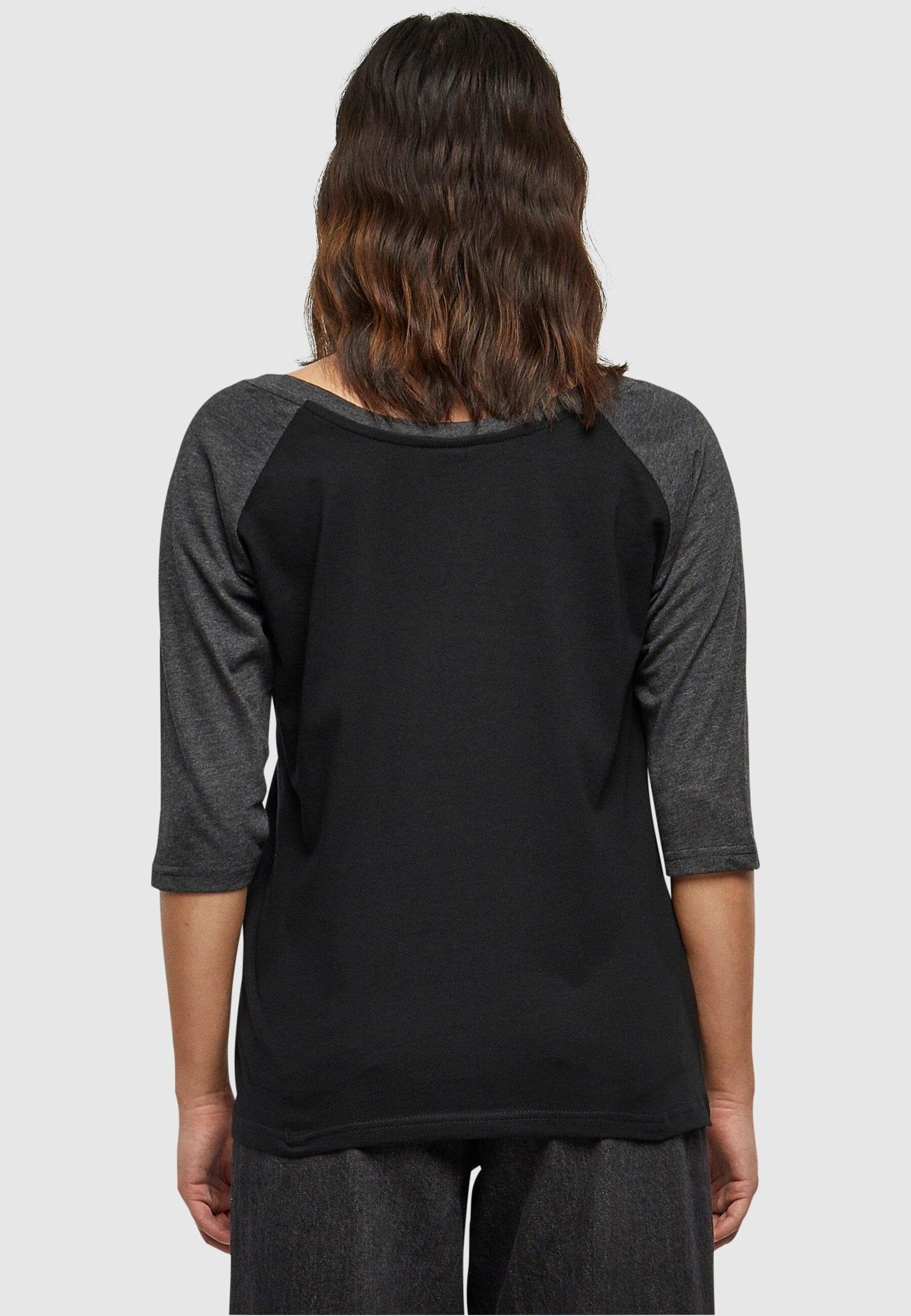 URBAN CLASSICS Kurzarmshirt Damen black/charcoal (1-tlg) Raglan 3/4 Tee Contrast Ladies