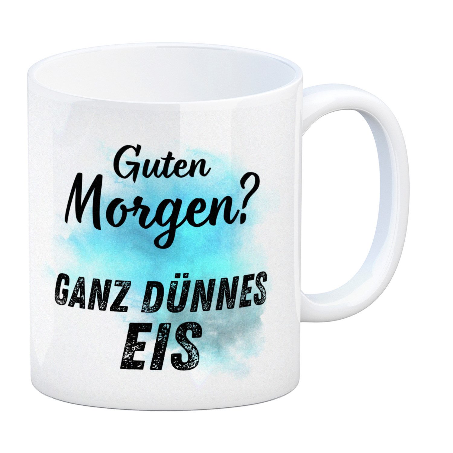 speecheese Tasse Morgenmuffel Kaffeebecher mit Spruch Guten Morgen Ganz dünnes Eis