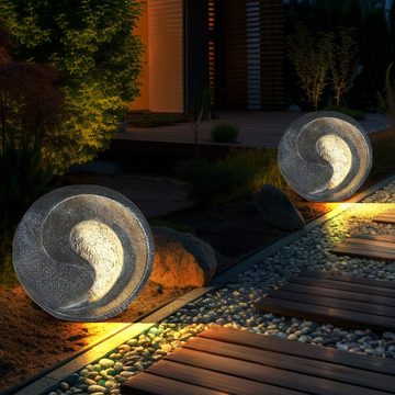 etc-shop LED Solarleuchte, LED-Leuchtmittel fest verbaut, Warmweiß, Solarleuchten Steinoptik für Außen Gartenskulptur für Außen Solarlicht