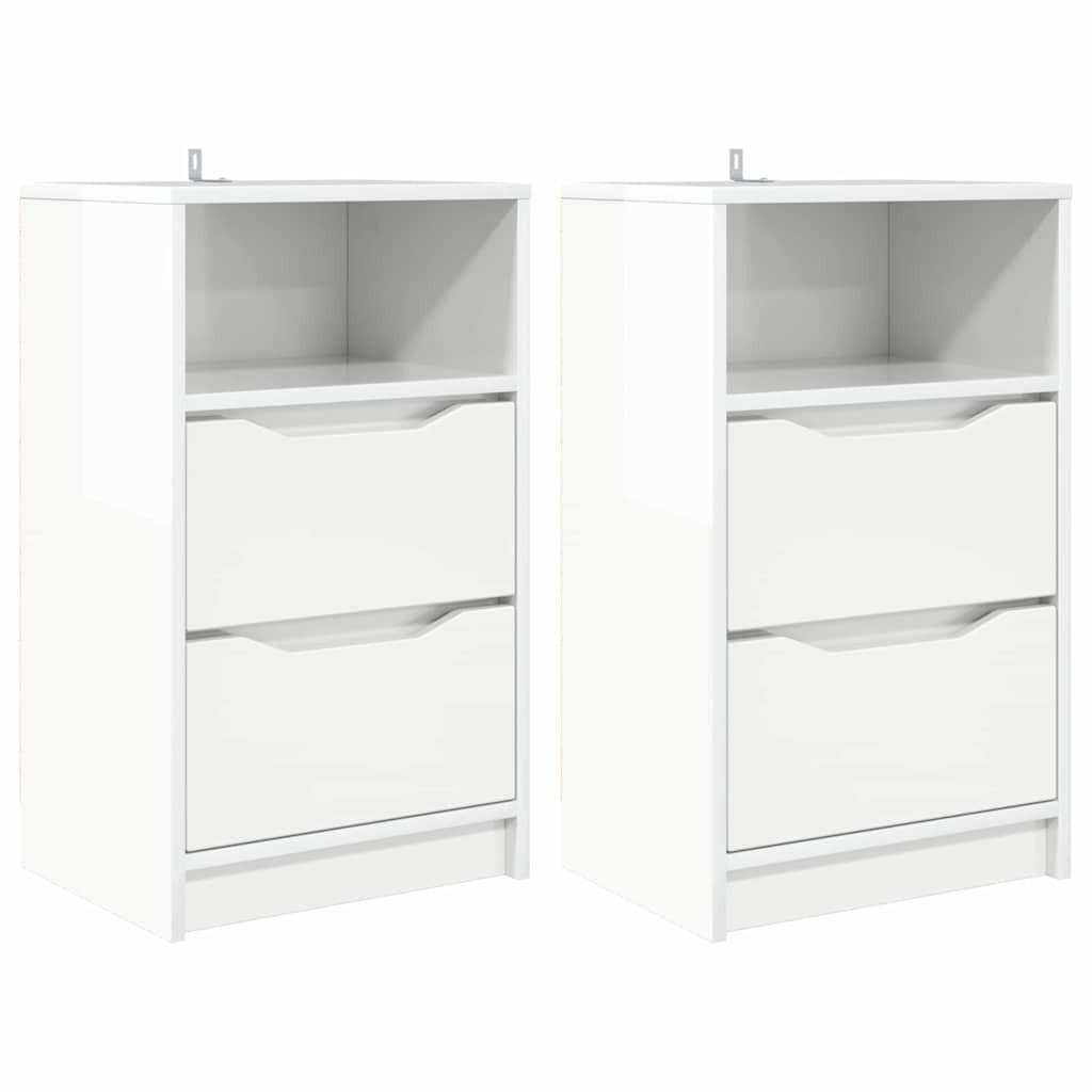 Nachttisch Nachttische 2 pcs Hochglanz Weiß 40 x 30 x 467 cm Holzwerkstoff